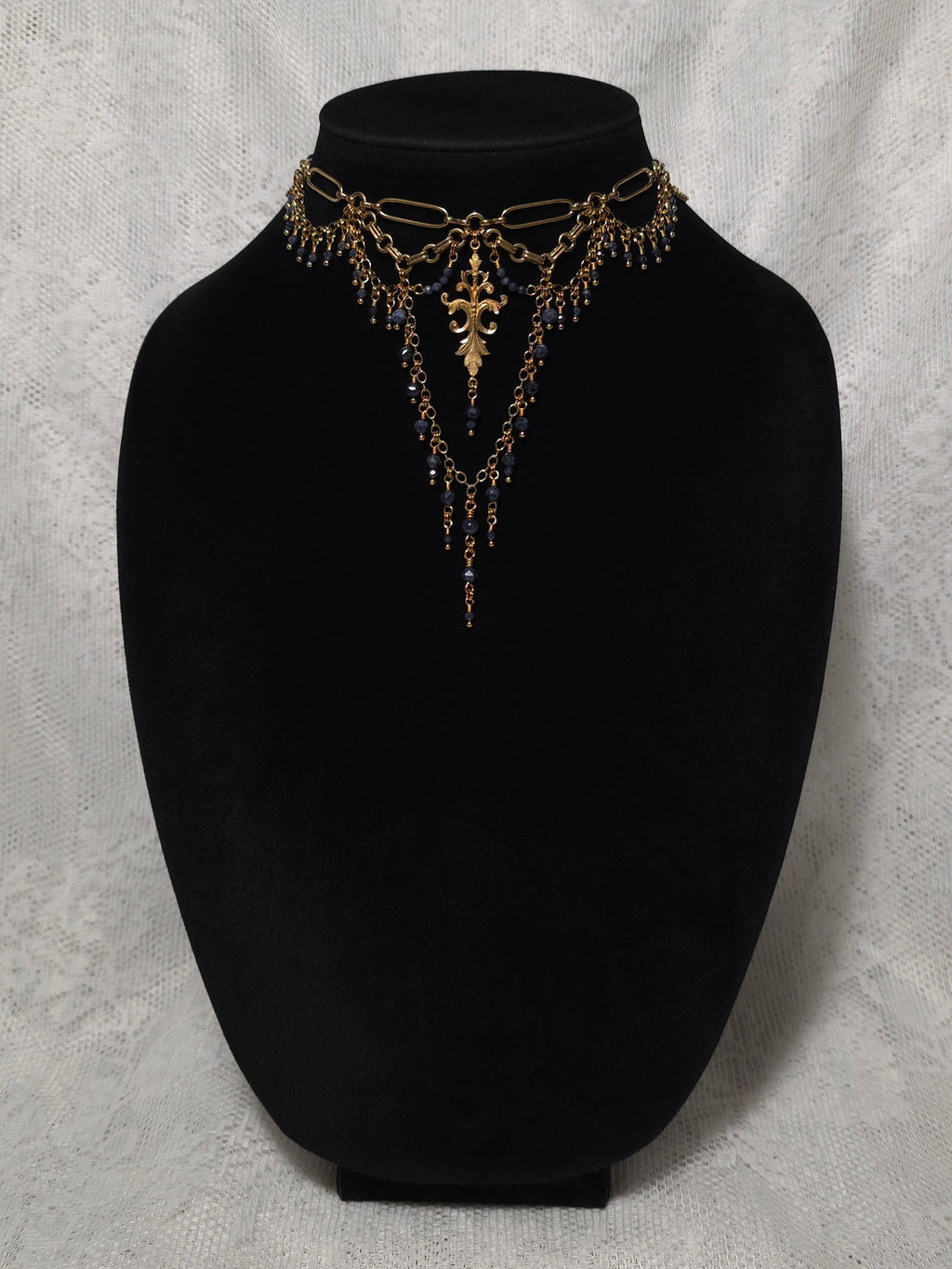 TO THE END | Gold & Sapphire Renaissance Inspired Choker