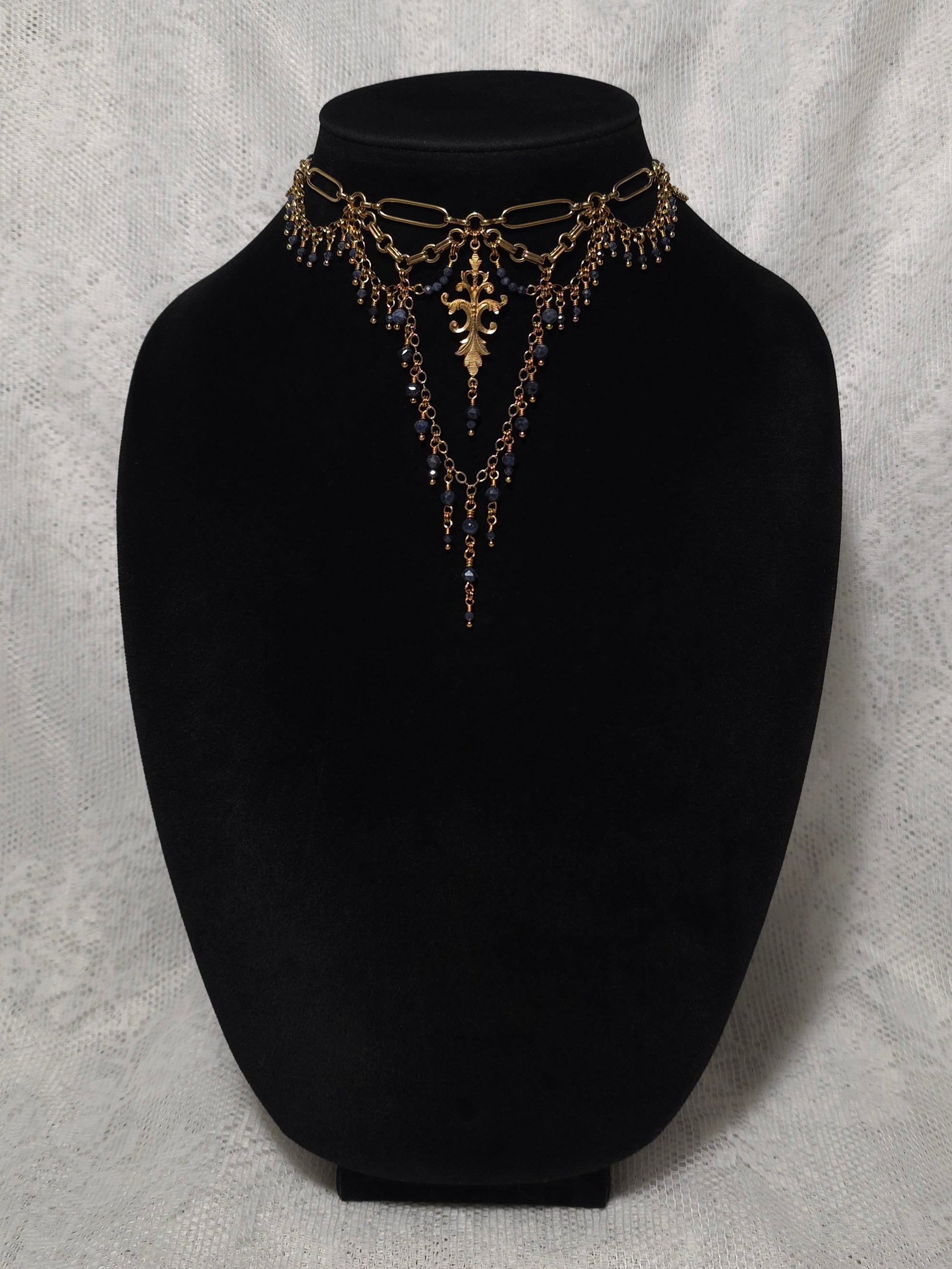 TO THE END | Gold & Sapphire Renaissance Inspired Choker