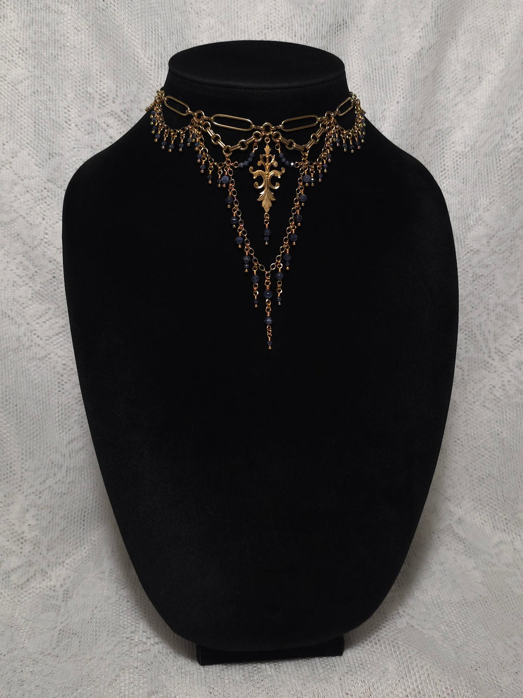 TO THE END | Gold & Sapphire Renaissance Inspired Choker