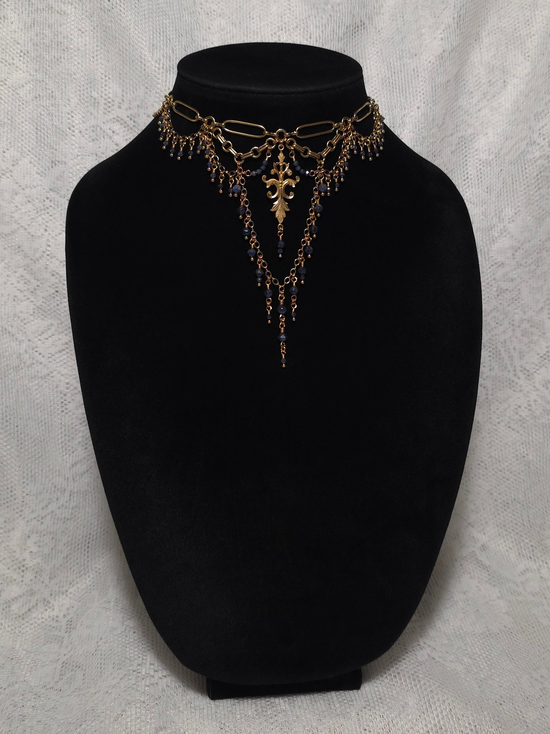 TO THE END | Gold & Sapphire Renaissance Inspired Choker