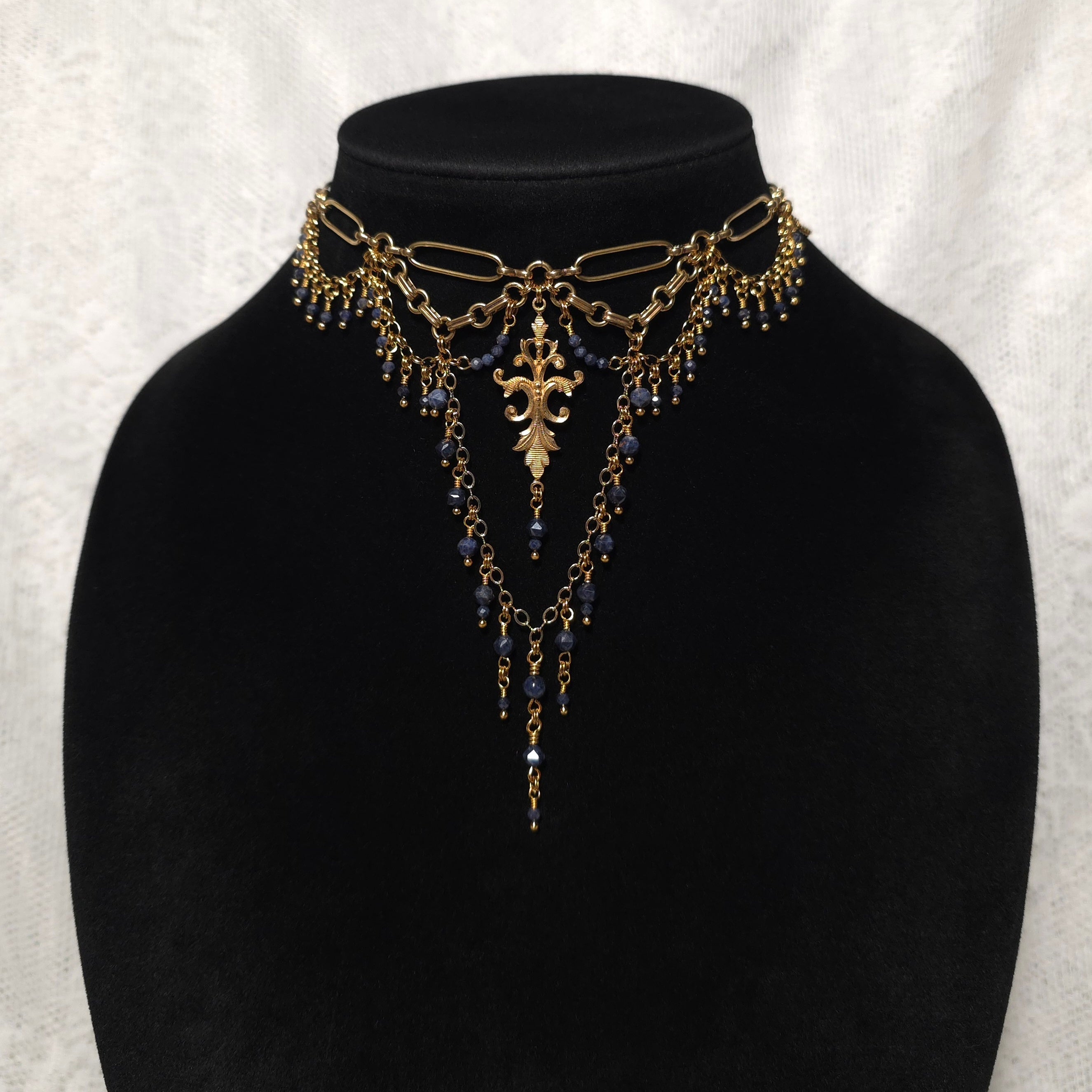 TO THE END | Gold & Sapphire Renaissance Inspired Choker