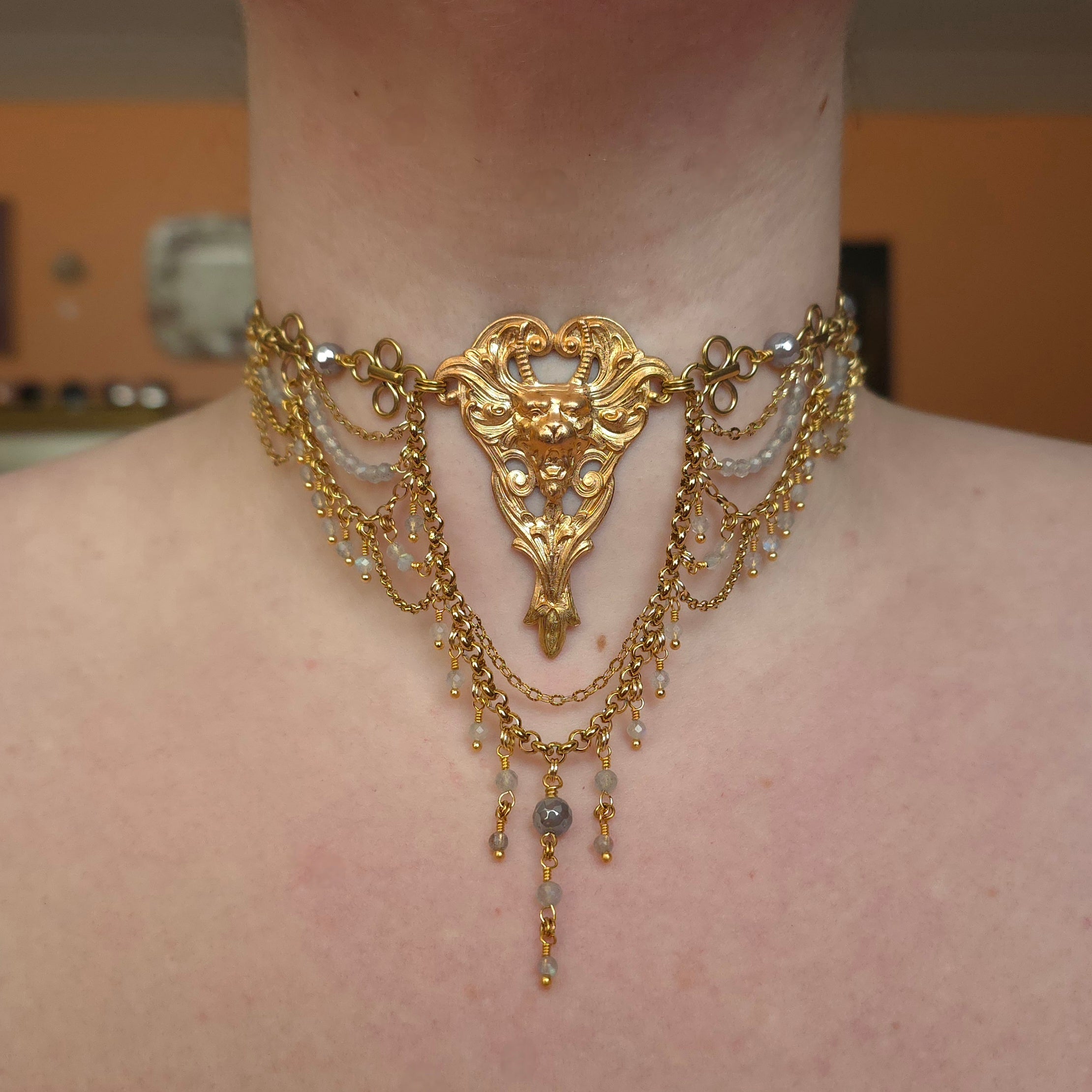 CENTAUR | Gold & Labradorite Fallout Inspired Layered Statement Choker