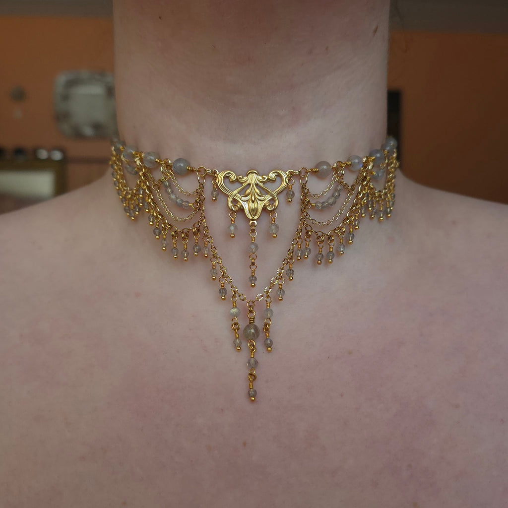 WASTELAND | Gold & Labradorite Fallout Inspired Layered Statement Choker