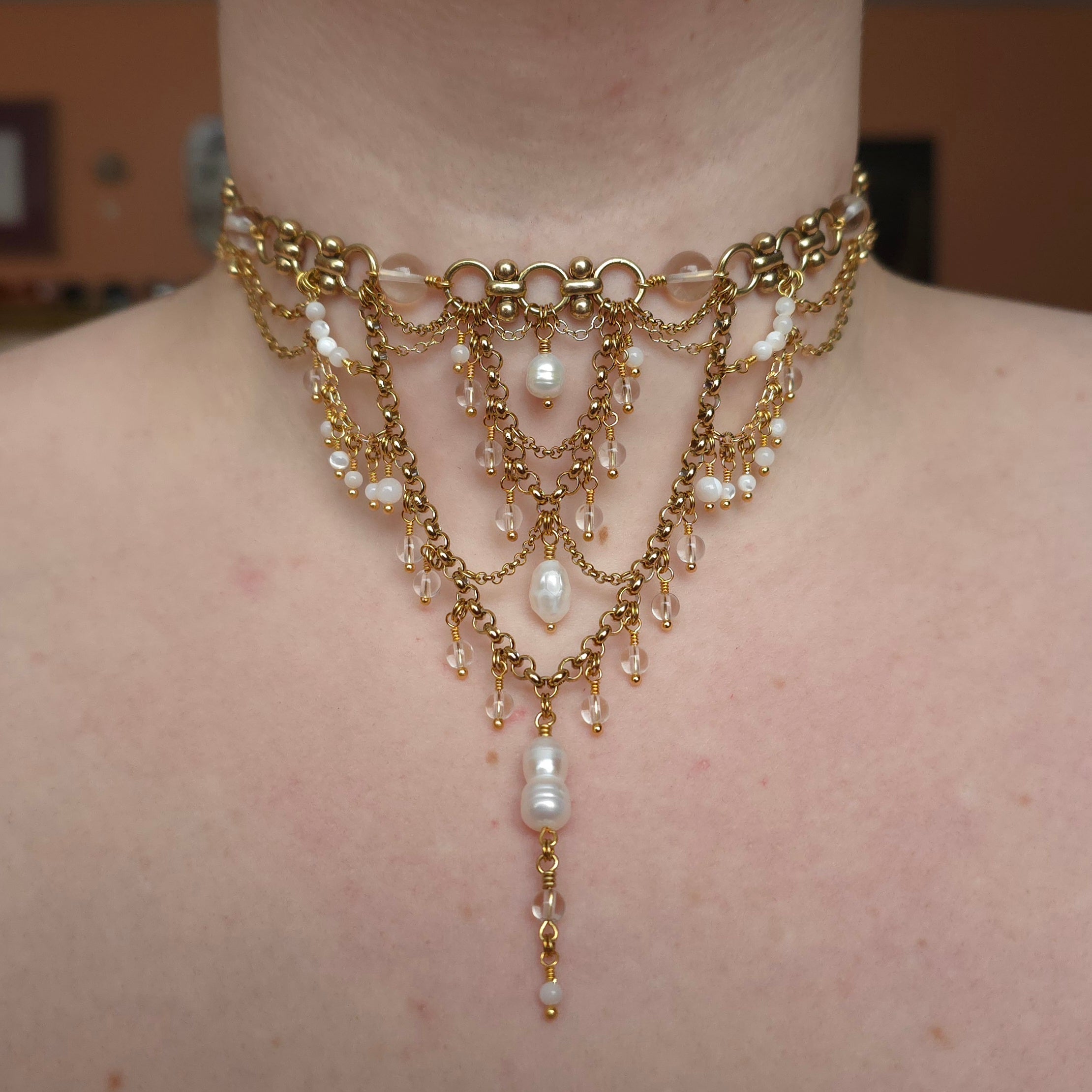 OVERSEER | Gold & Quartz Fallout Inspired Layered Statement Choker