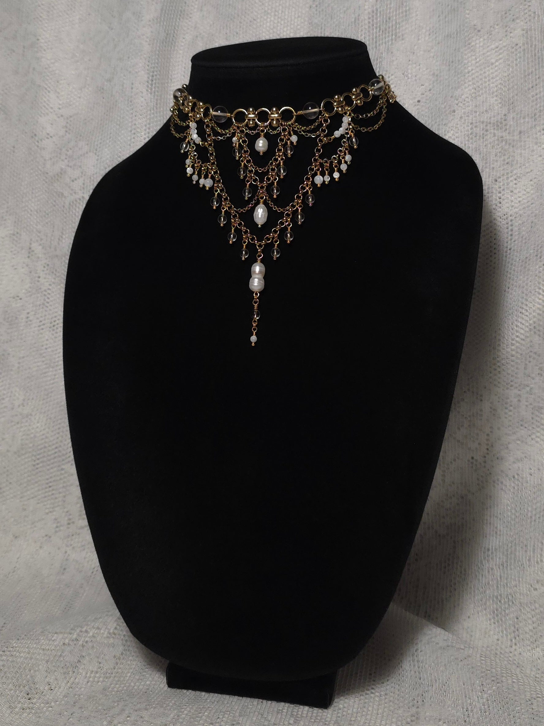 OVERSEER | Gold & Quartz Fallout Inspired Layered Statement Choker