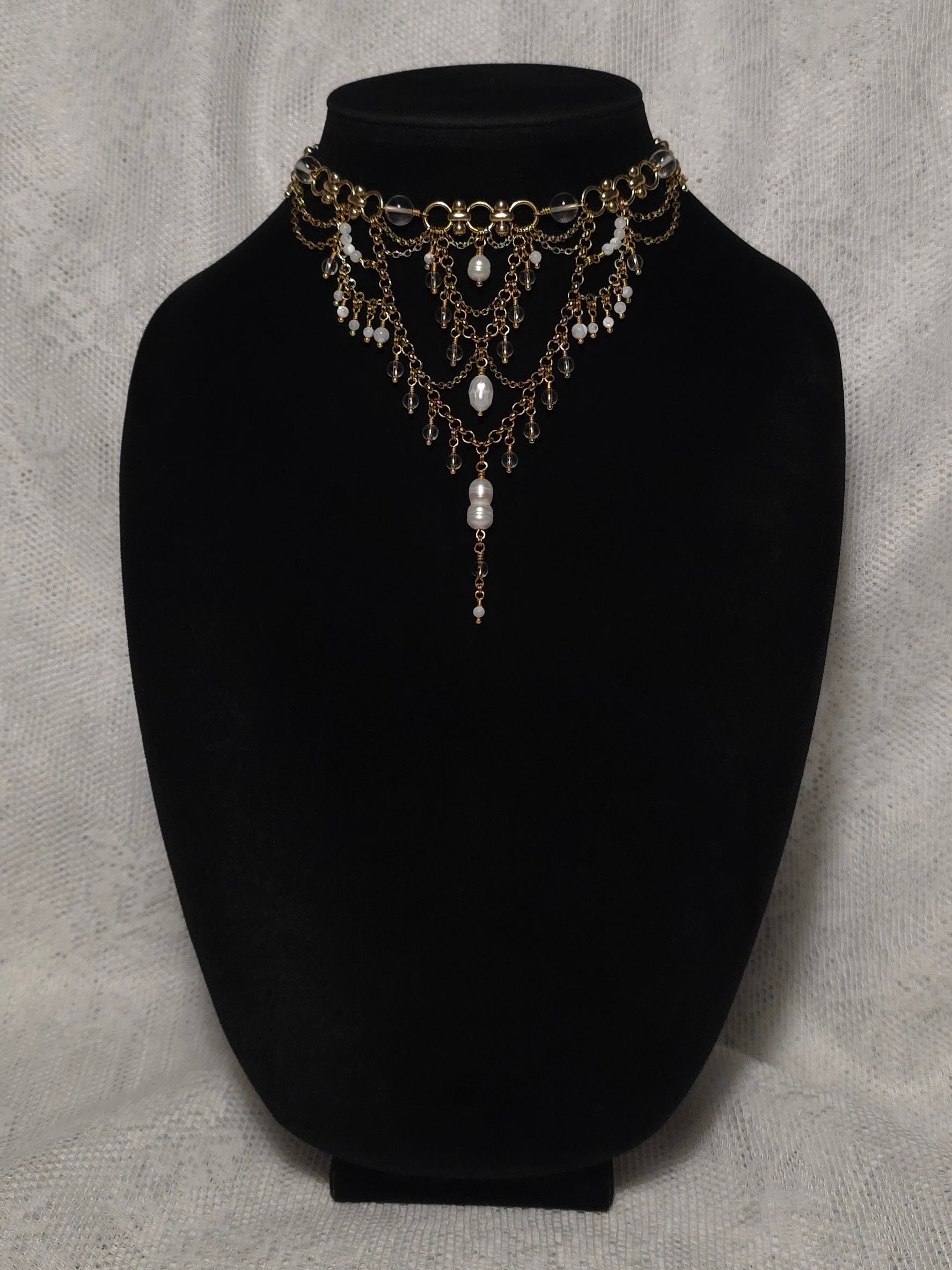 OVERSEER | Gold & Quartz Fallout Inspired Layered Statement Choker