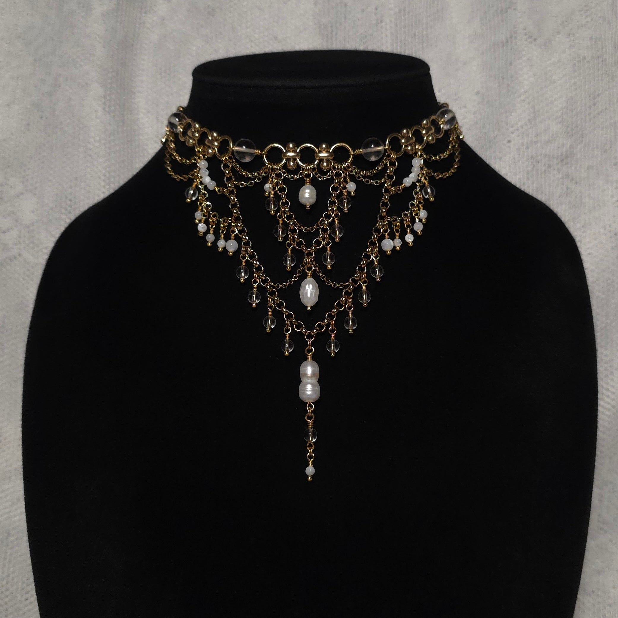 OVERSEER | Gold & Quartz Fallout Inspired Layered Statement Choker