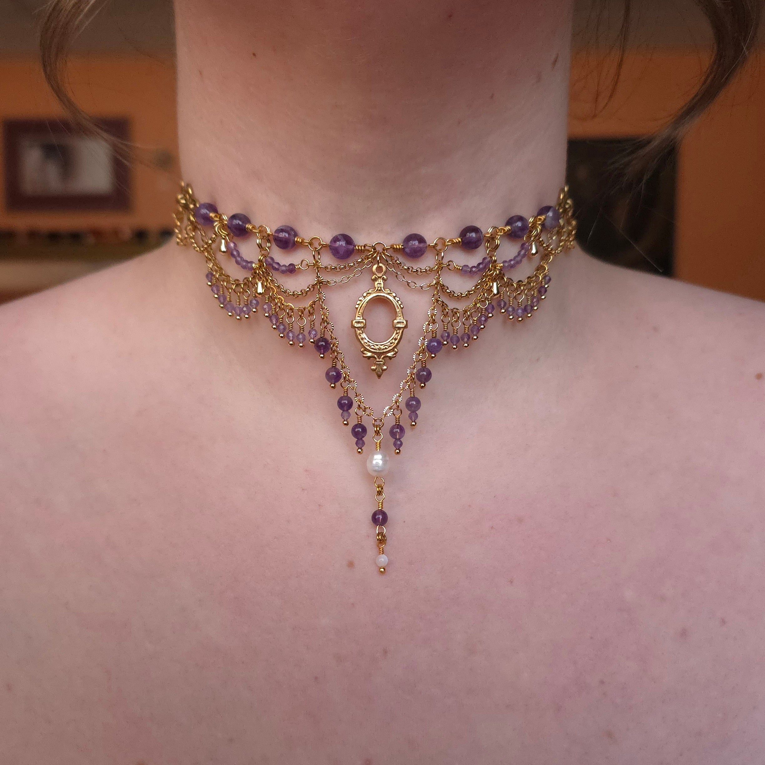 FARTHEST REACHES | Gold & Amethyst Renaissance Inspired Statement Choker