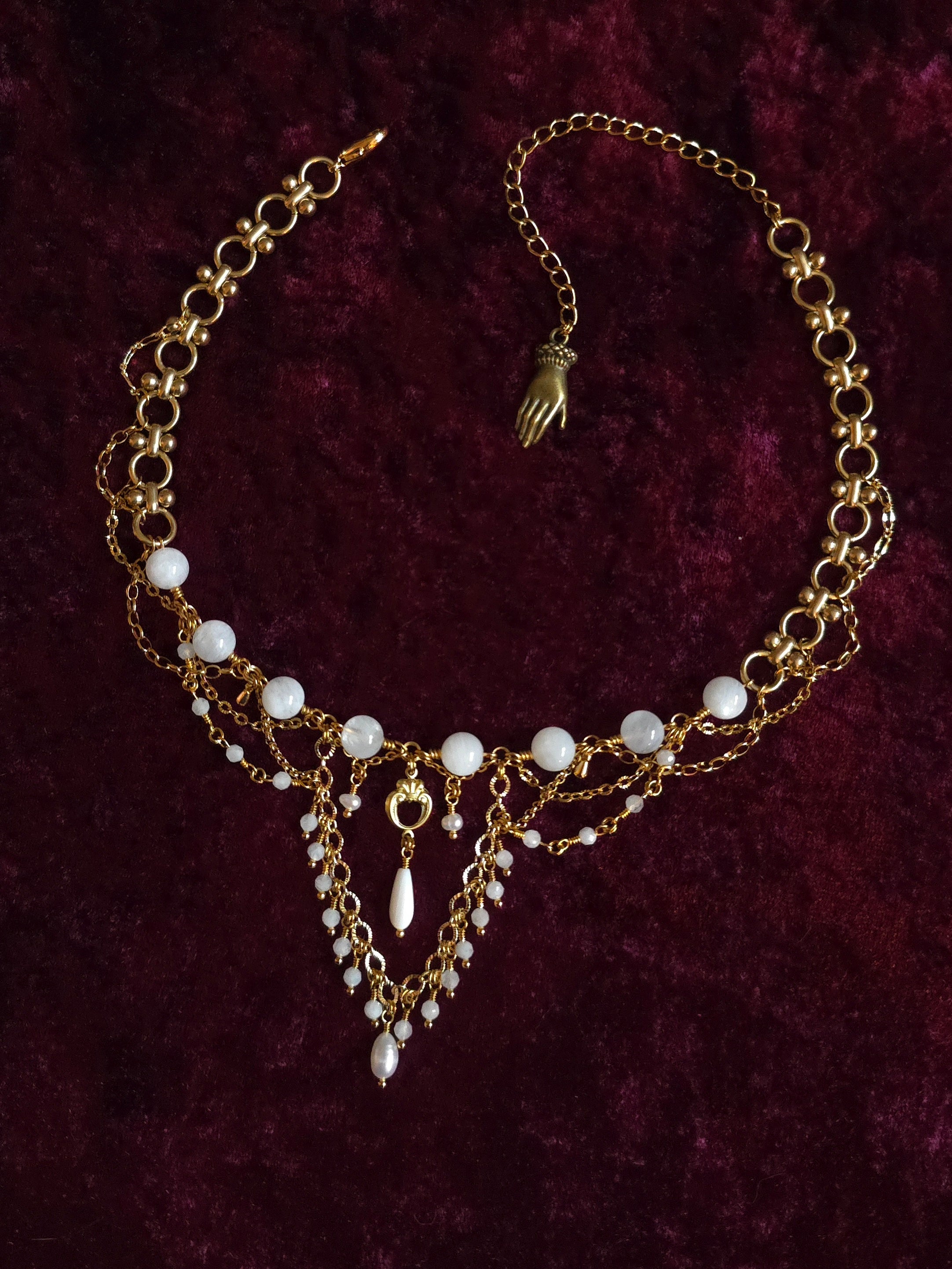 CRAG | Gold & Rainbow Moonstone Renaissance Inspired Statement Choker