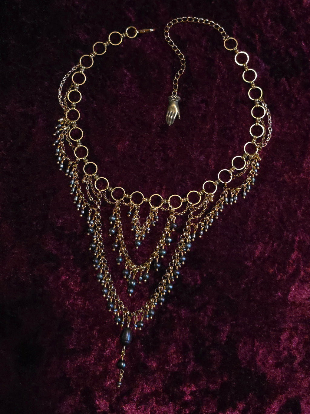 PRECIPICE | Gold & Black Pearl Renaissance Inspired Statement Choker