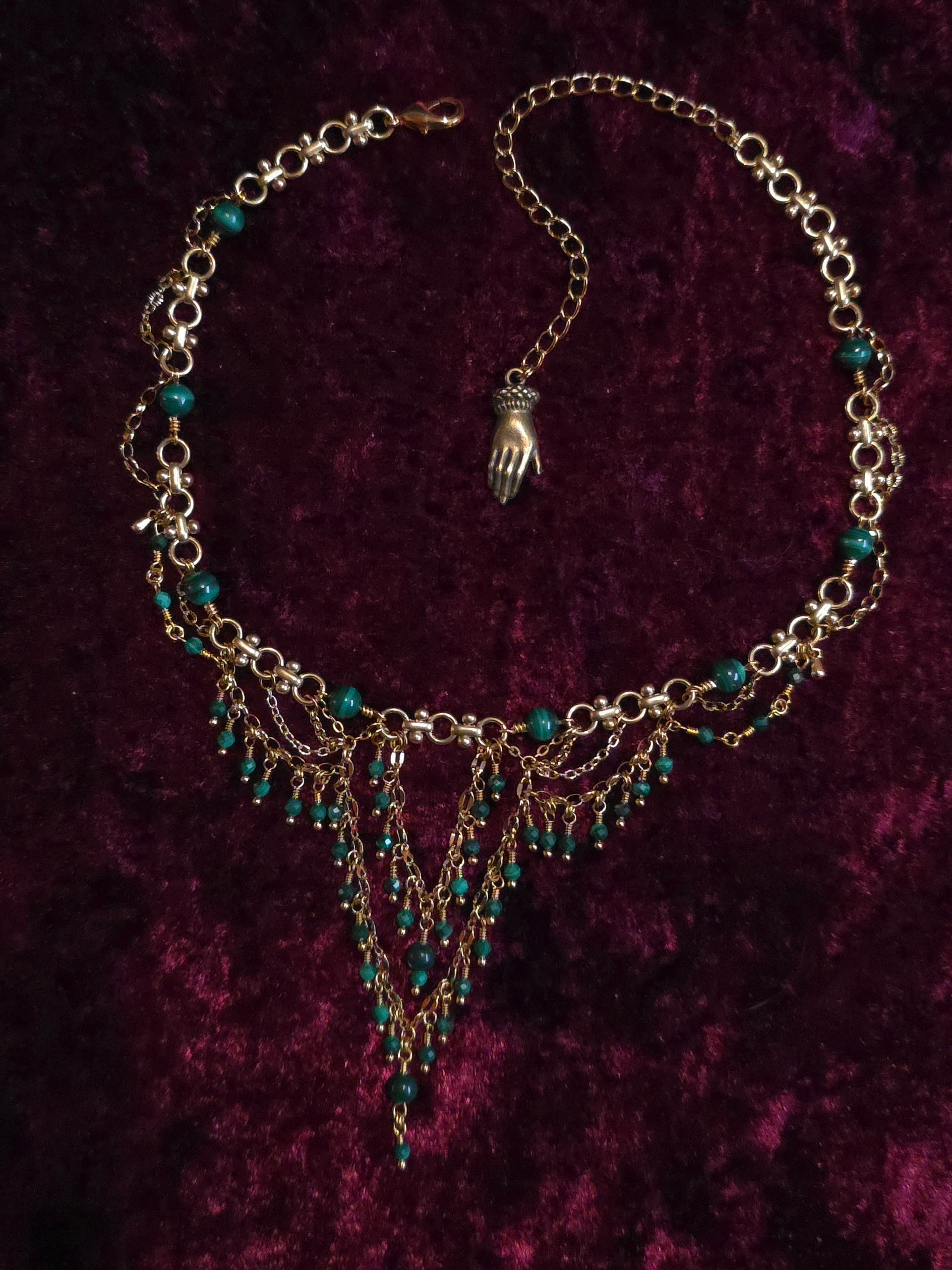 PENSIVE | Gold & Malachite Renaissance Inspired Statement Choker