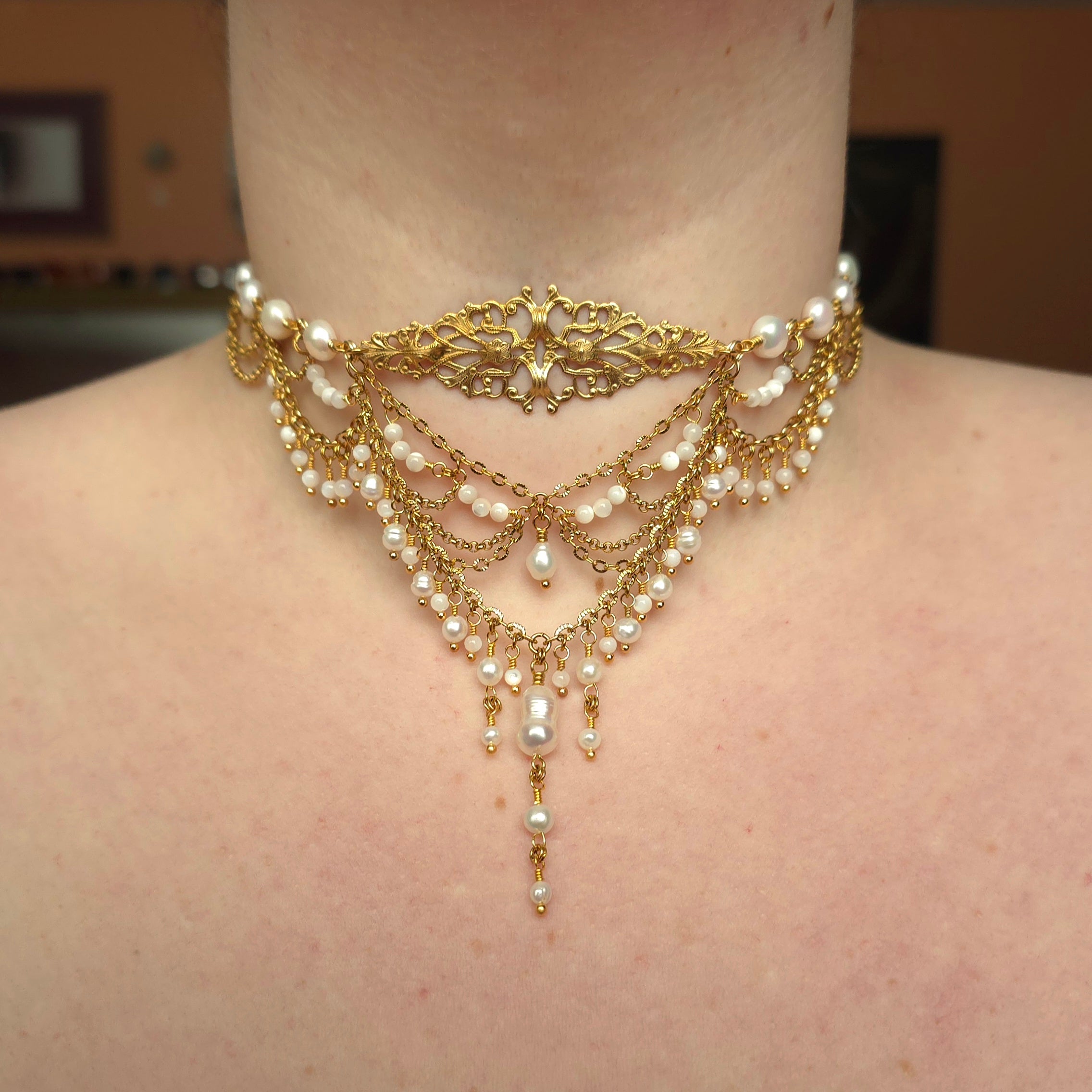 BRINK | Gold & Pearl Renaissance Inspired Statement Choker