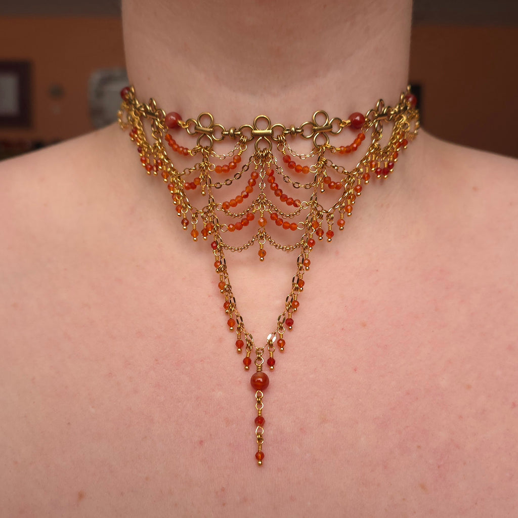 APERTURE | Gold & Carnelian Renaissance Inspired Statement Choker