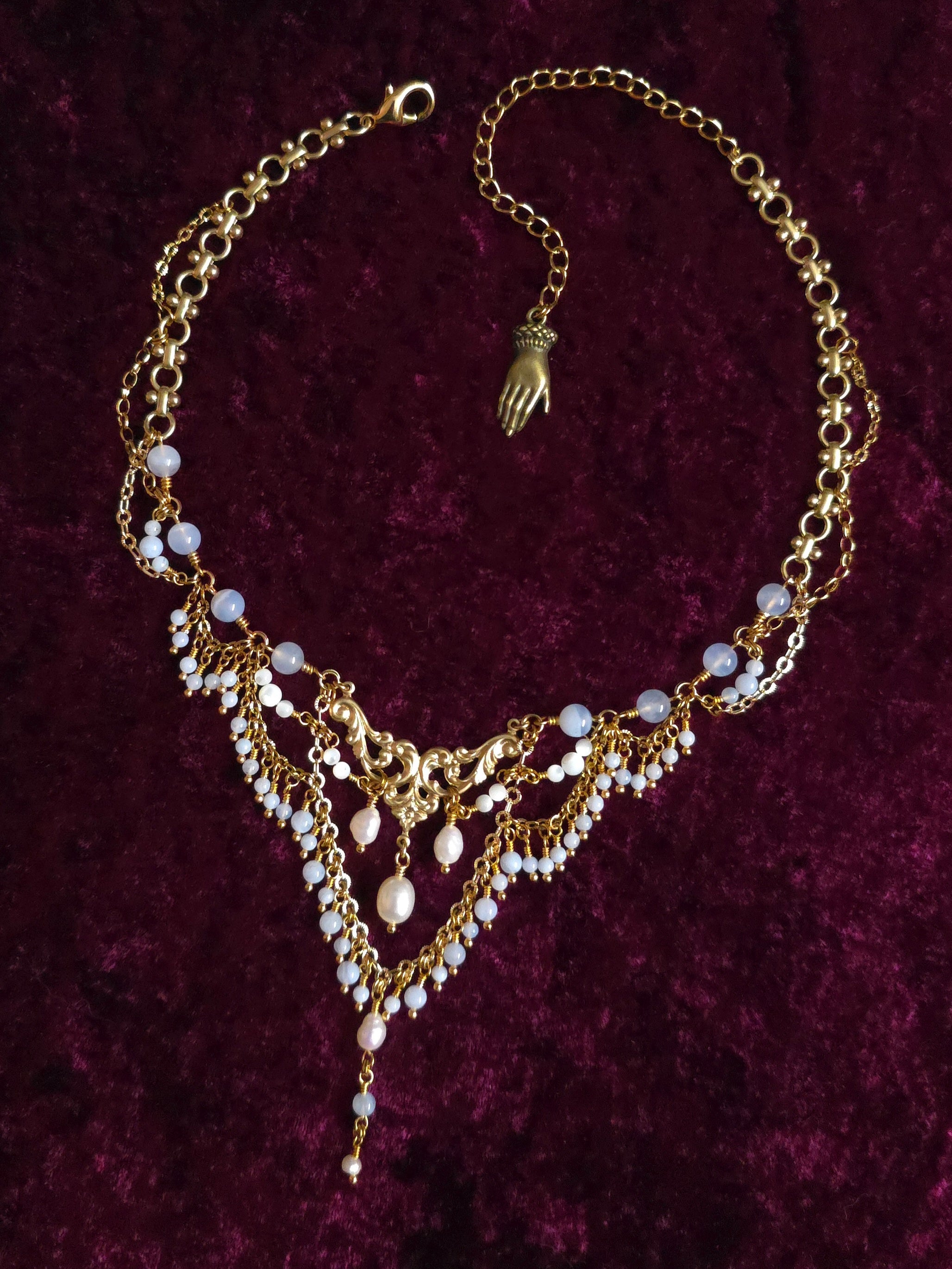 ENDLESS SEA | Gold & Blue Lace Agate Renaissance Inspired Statement Choker