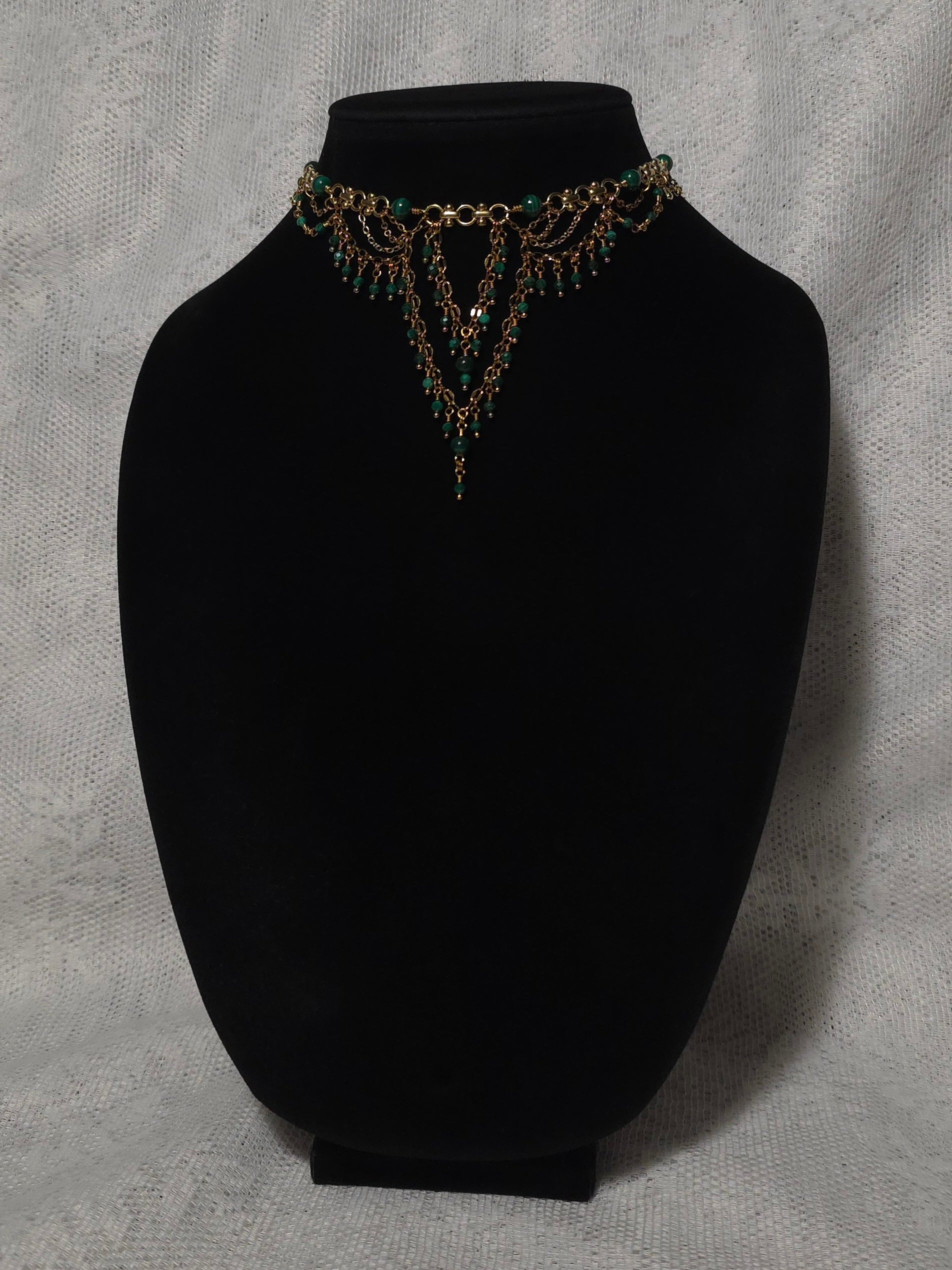 PENSIVE | Gold & Malachite Renaissance Inspired Statement Choker