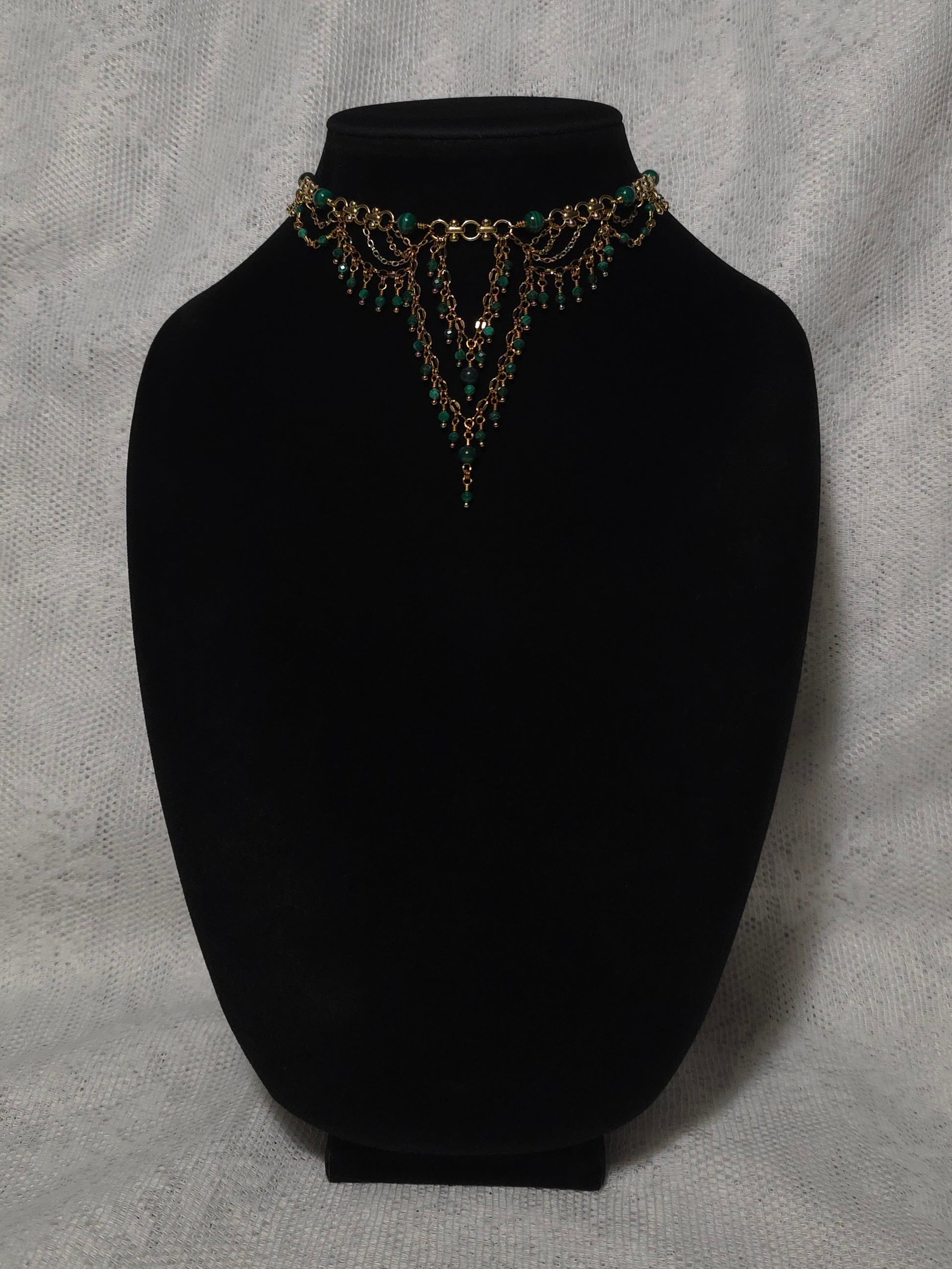 PENSIVE | Gold & Malachite Renaissance Inspired Statement Choker