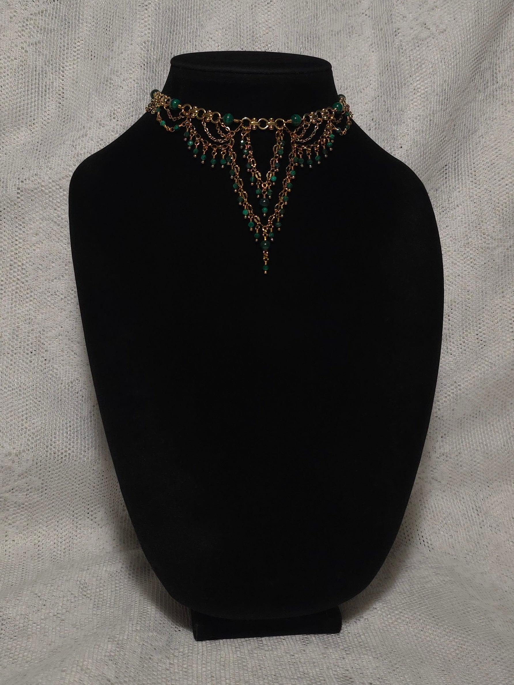 PENSIVE | Gold & Malachite Renaissance Inspired Statement Choker