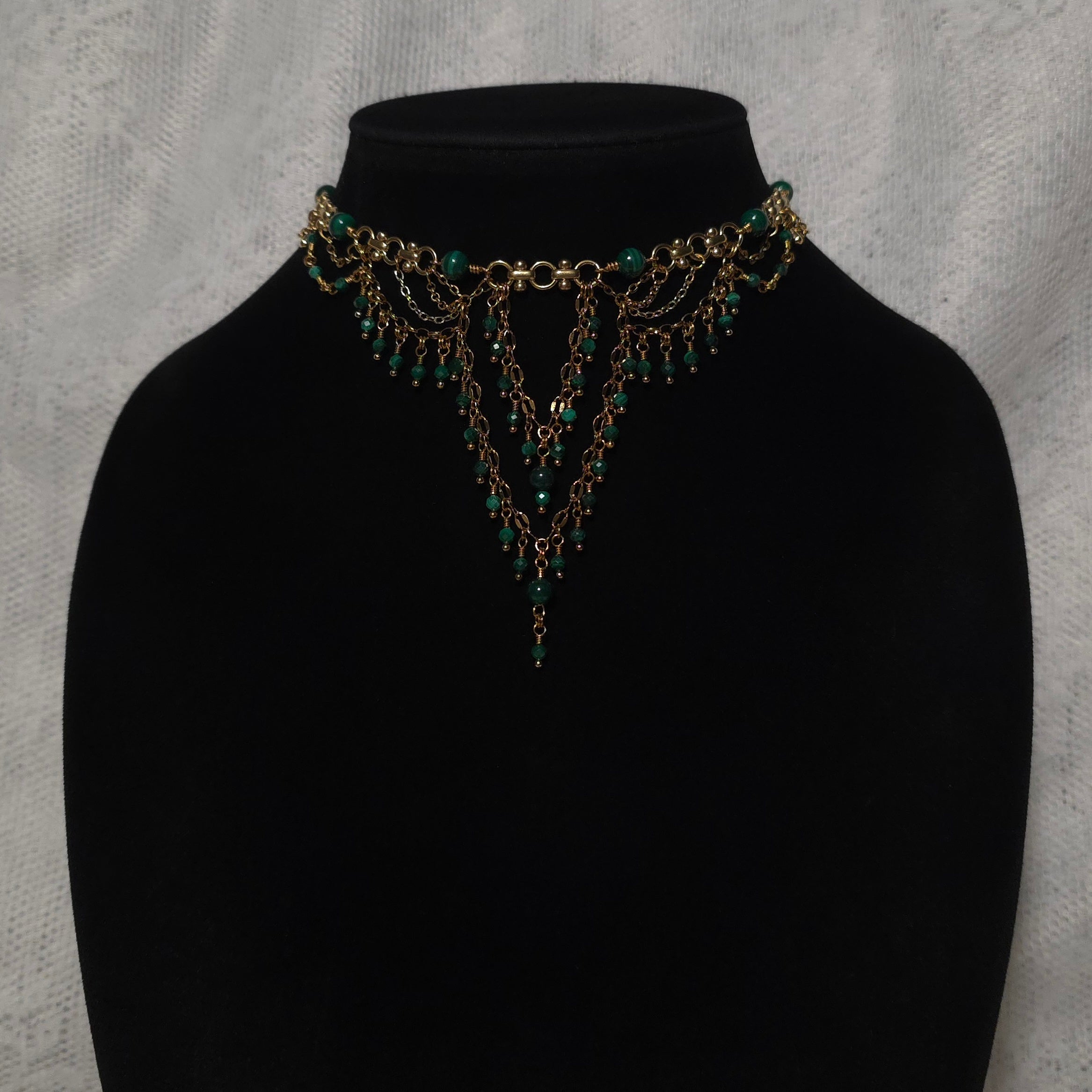 PENSIVE | Gold & Malachite Renaissance Inspired Statement Choker