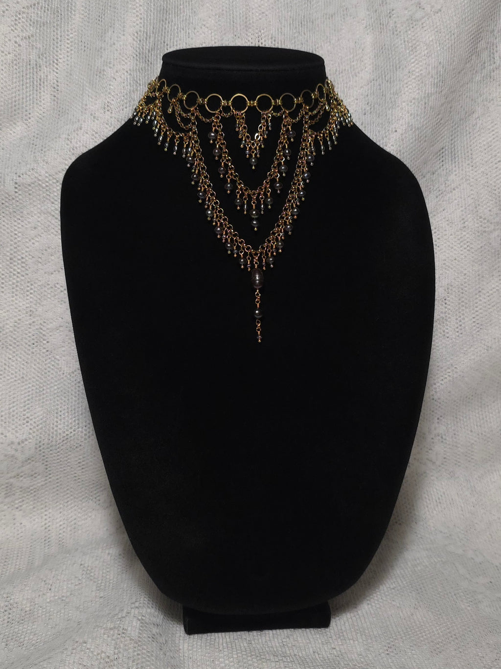 PRECIPICE | Gold & Black Pearl Renaissance Inspired Statement Choker