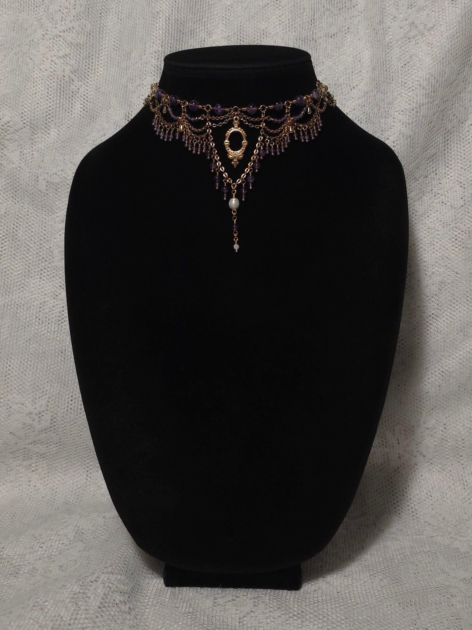 FARTHEST REACHES | Gold & Amethyst Renaissance Inspired Statement Choker