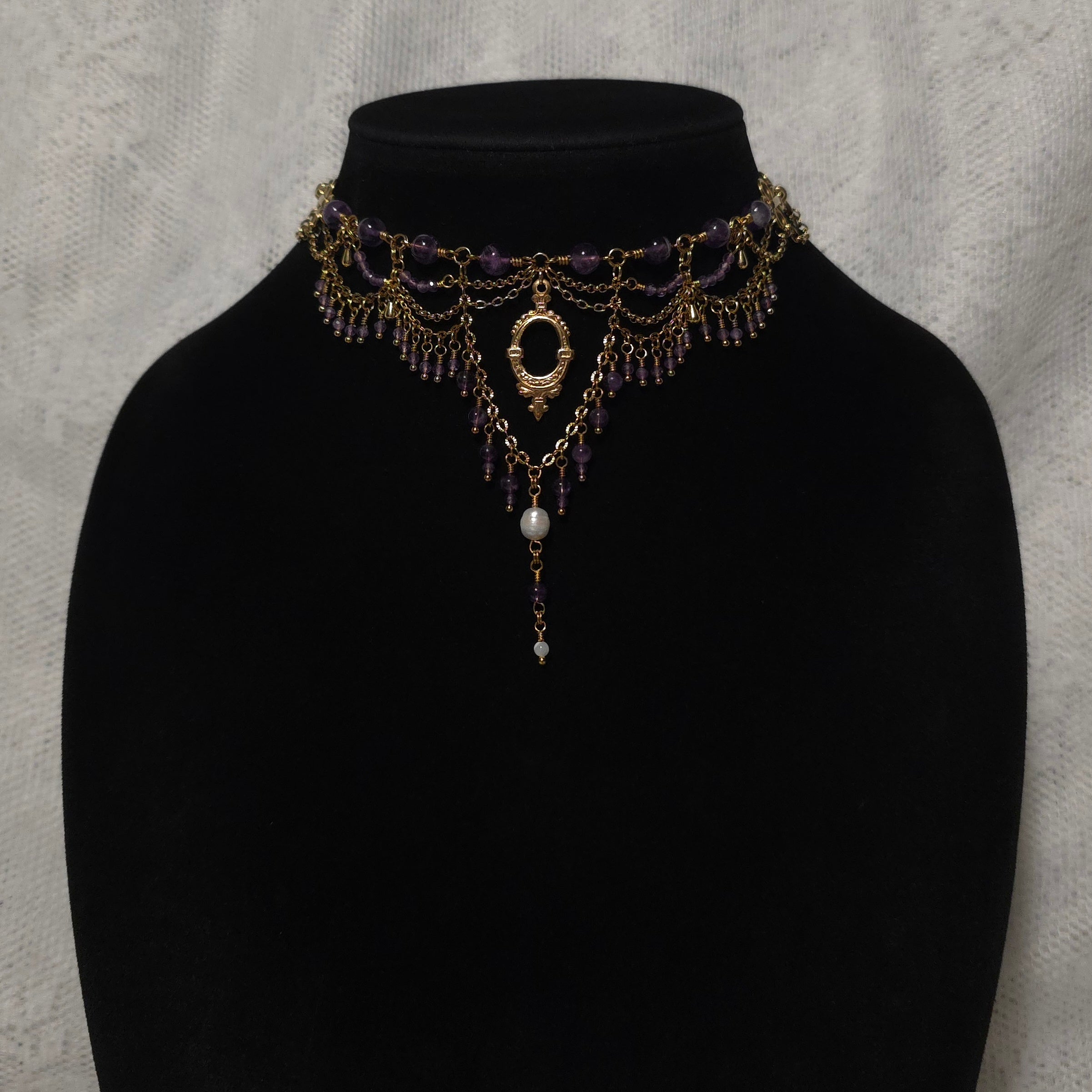 FARTHEST REACHES | Gold & Amethyst Renaissance Inspired Statement Choker