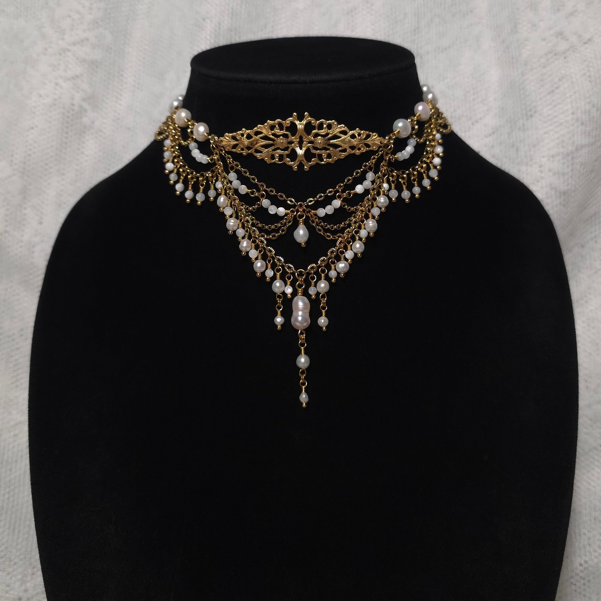 BRINK | Gold & Pearl Renaissance Inspired Statement Choker