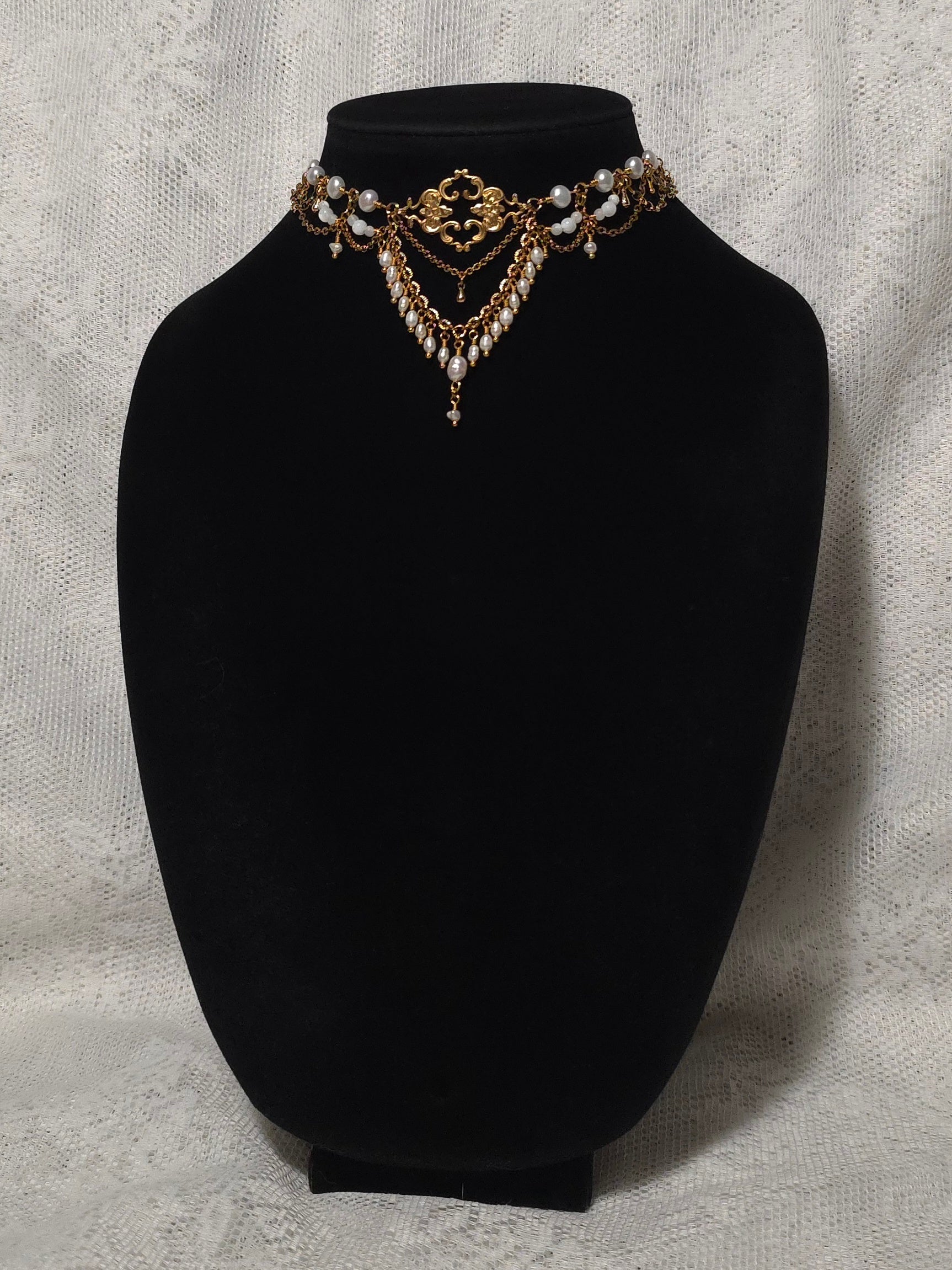 EDELWEISS | Gold & Pearl Renaissance Inspired Statement Choker