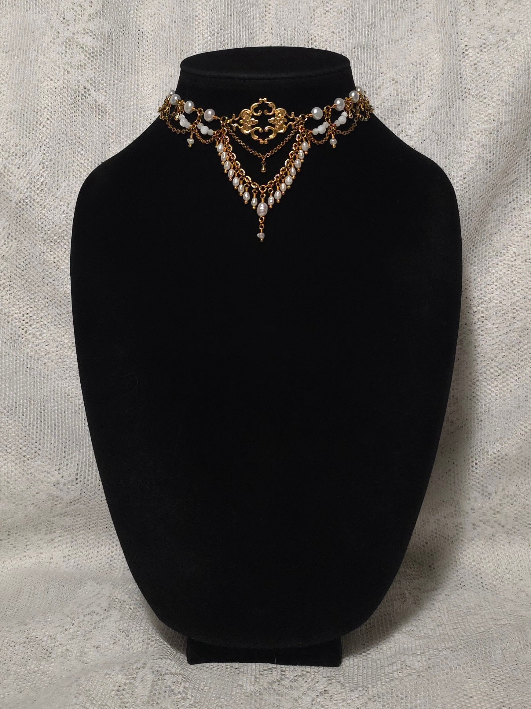 EDELWEISS | Gold & Pearl Renaissance Inspired Statement Choker