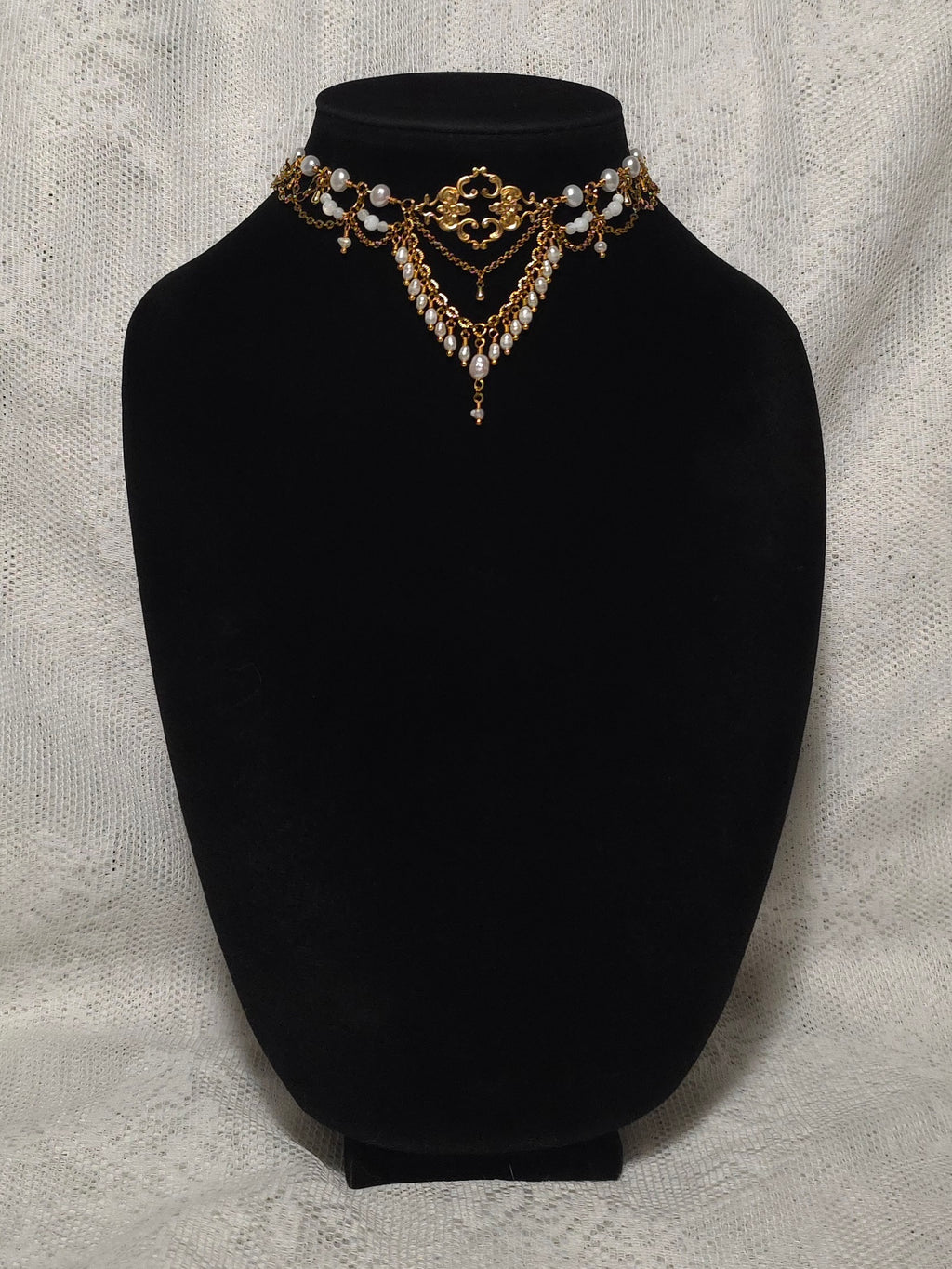 EDELWEISS | Gold & Pearl Renaissance Inspired Statement Choker