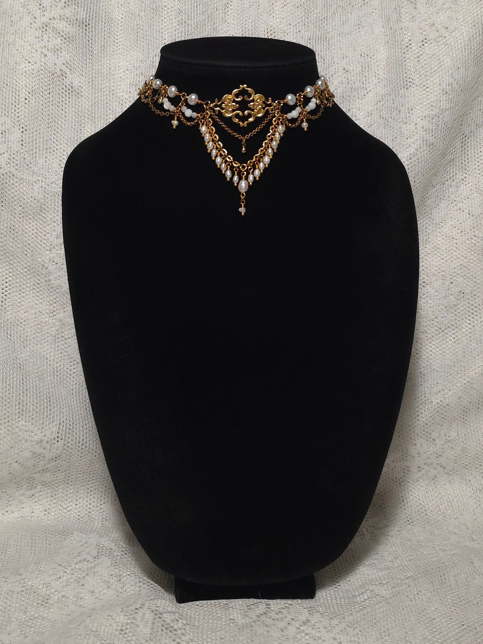 EDELWEISS | Gold & Pearl Renaissance Inspired Statement Choker