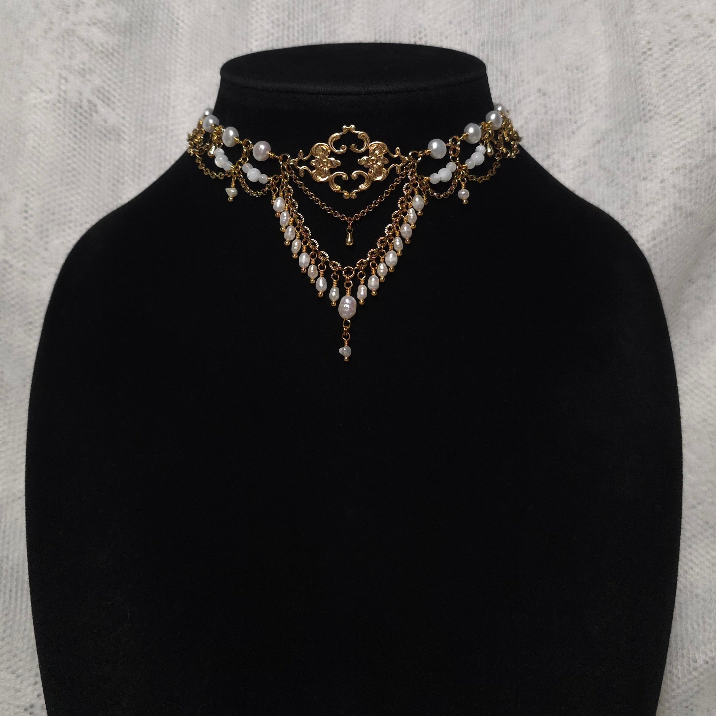 EDELWEISS | Gold & Pearl Renaissance Inspired Statement Choker