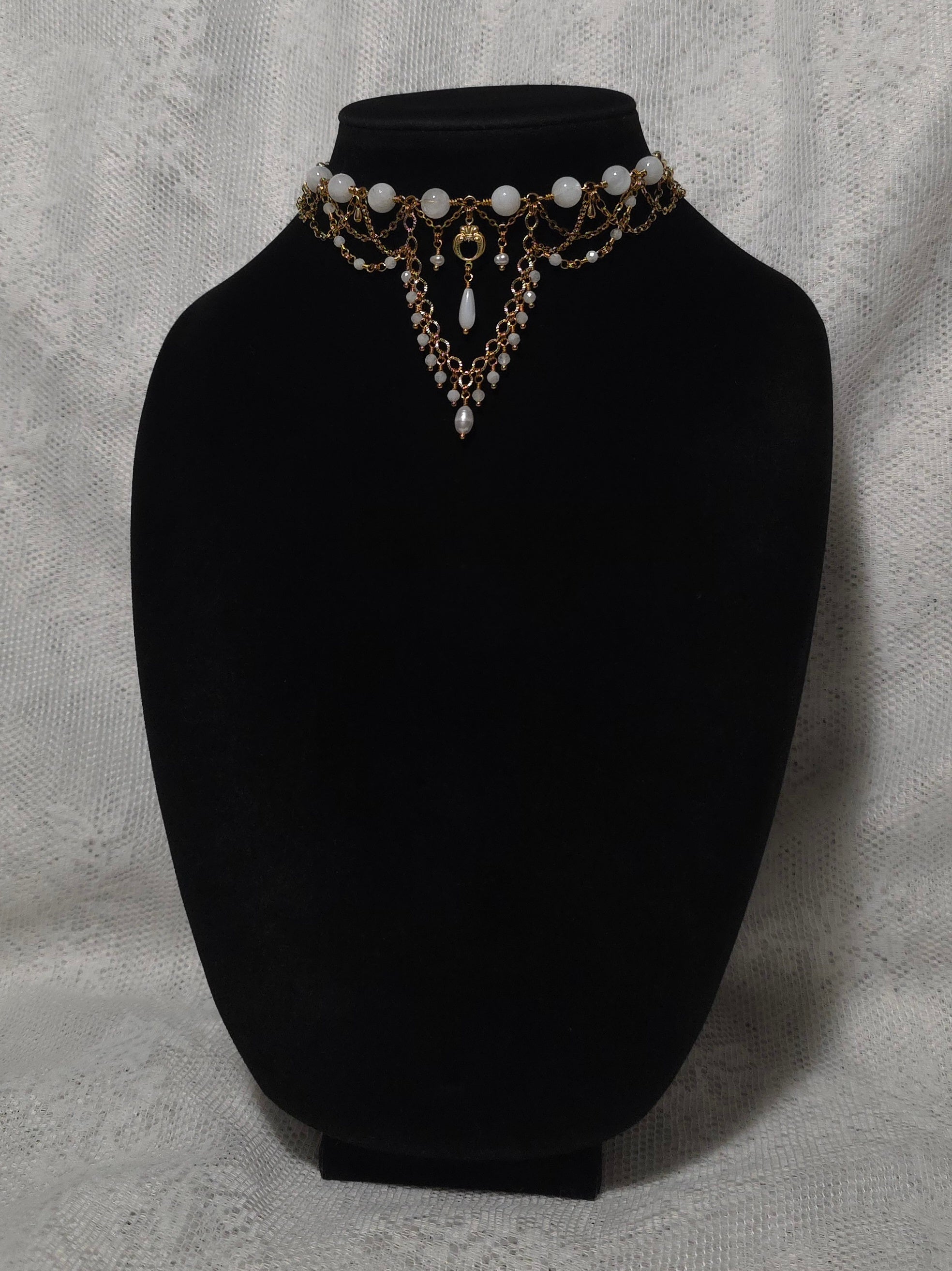 CRAG | Gold & Rainbow Moonstone Renaissance Inspired Statement Choker