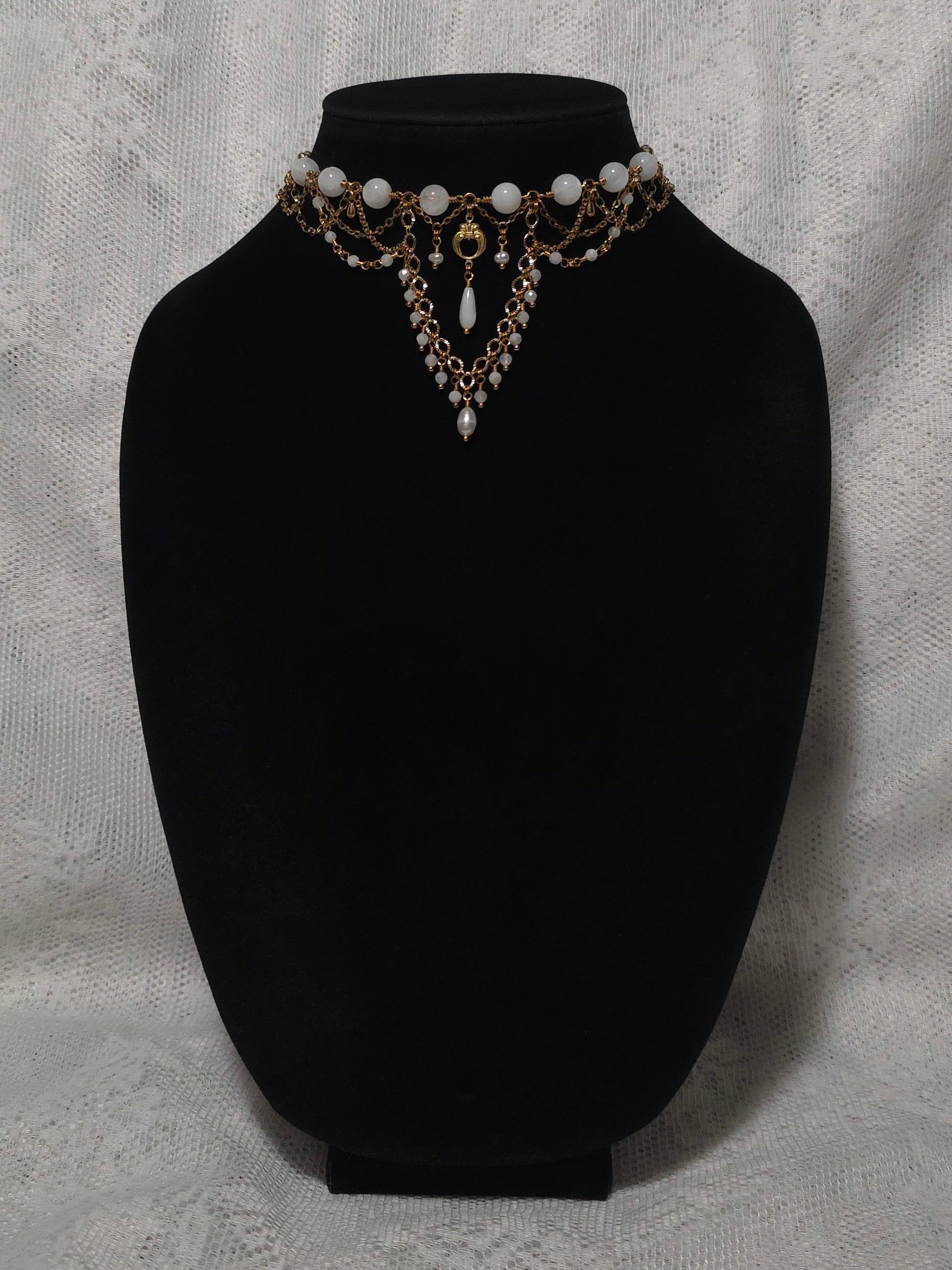 CRAG | Gold & Rainbow Moonstone Renaissance Inspired Statement Choker