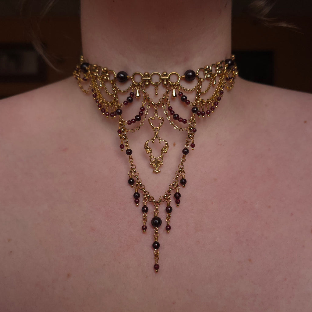 ELDRITCH | Gold & Garnet Renaissance Inspired Statement Choker