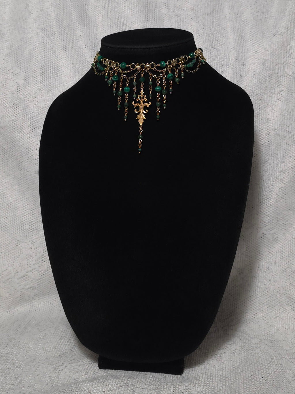 ARCANE | Gold & Malachite Renaissance Inspired Statement Choker