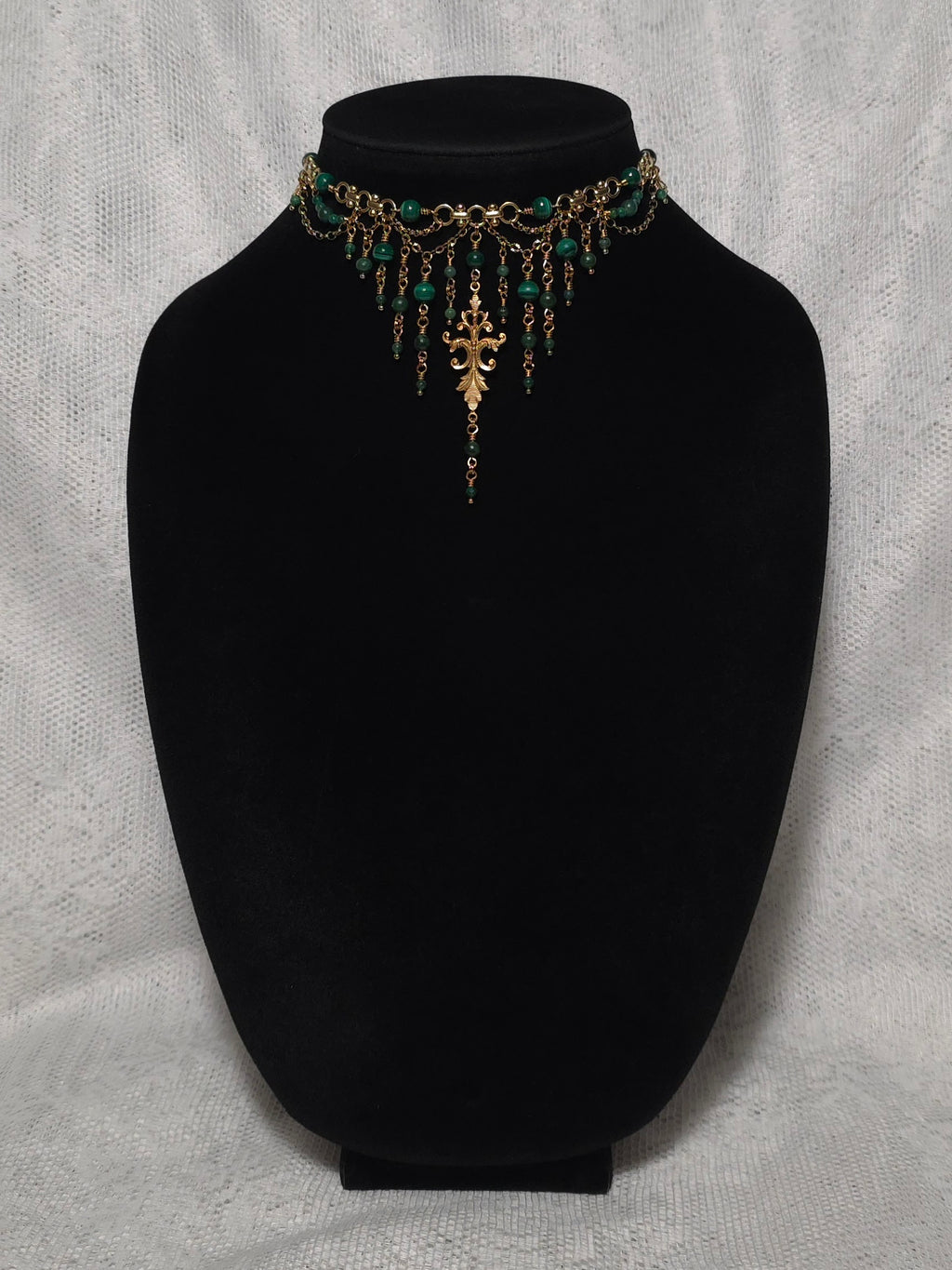 ARCANE | Gold & Malachite Renaissance Inspired Statement Choker
