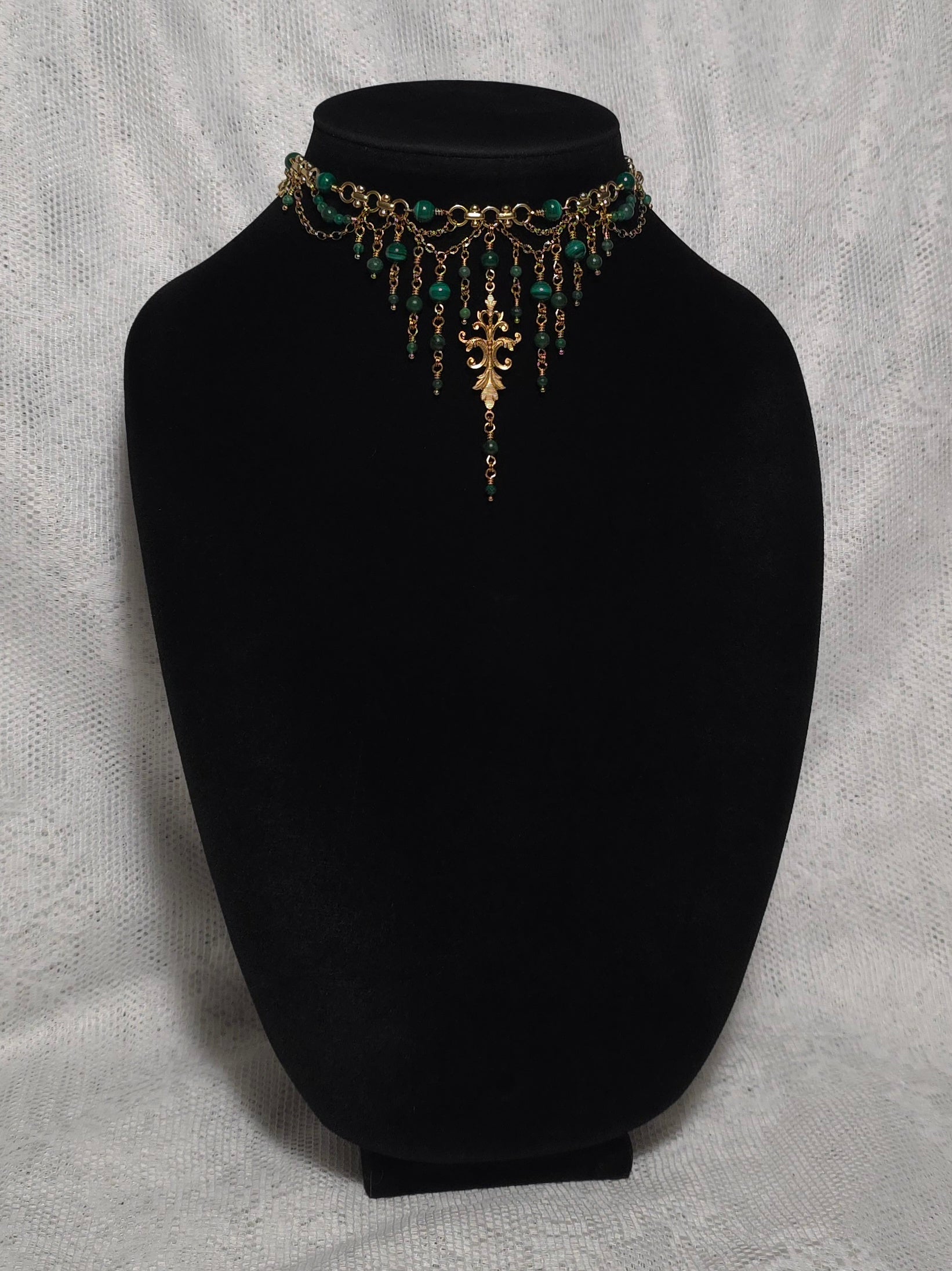ARCANE | Gold & Malachite Renaissance Inspired Statement Choker