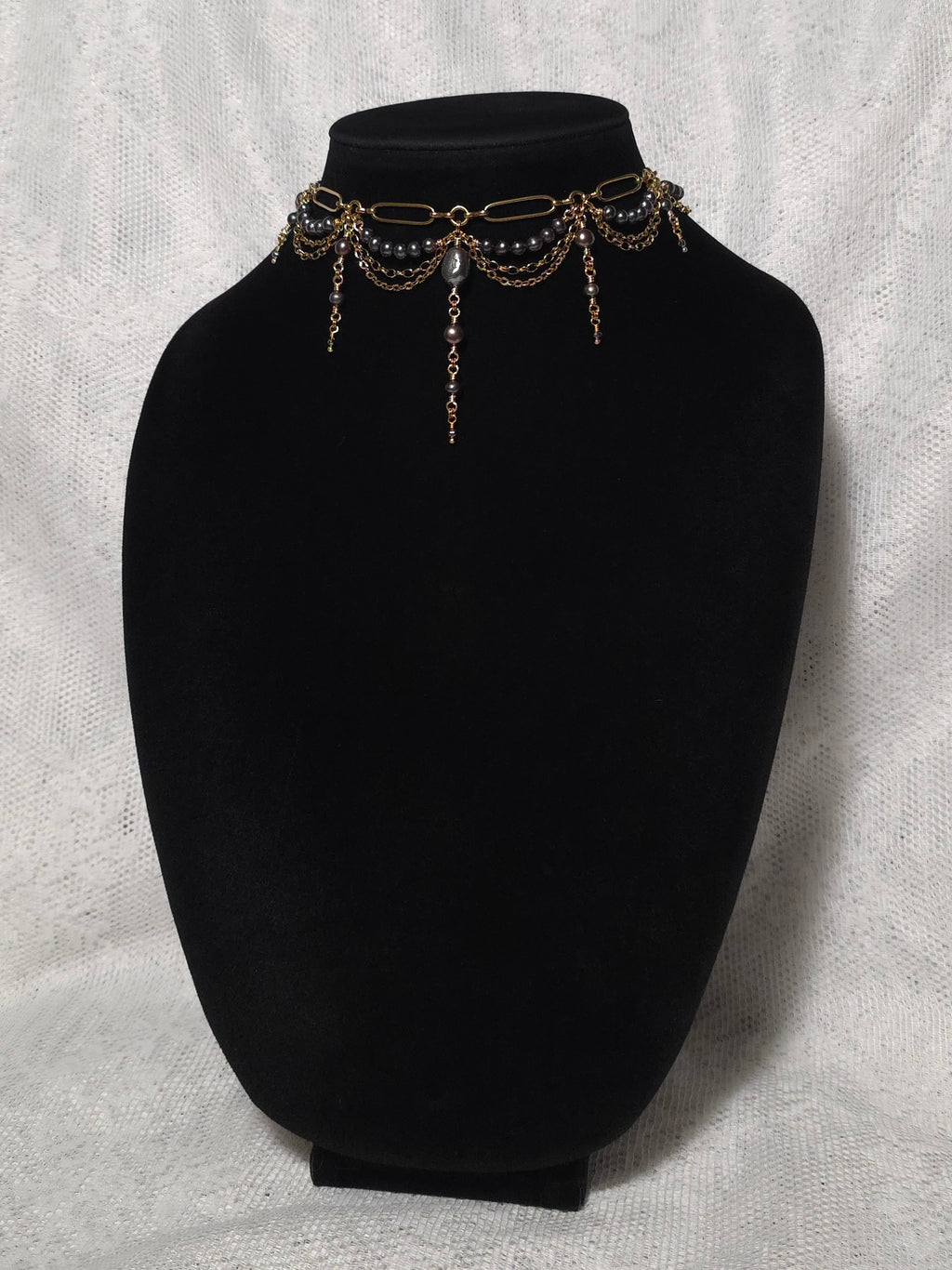 PORTENT | Gold & Black Pearl Renaissance Inspired Statement Choker