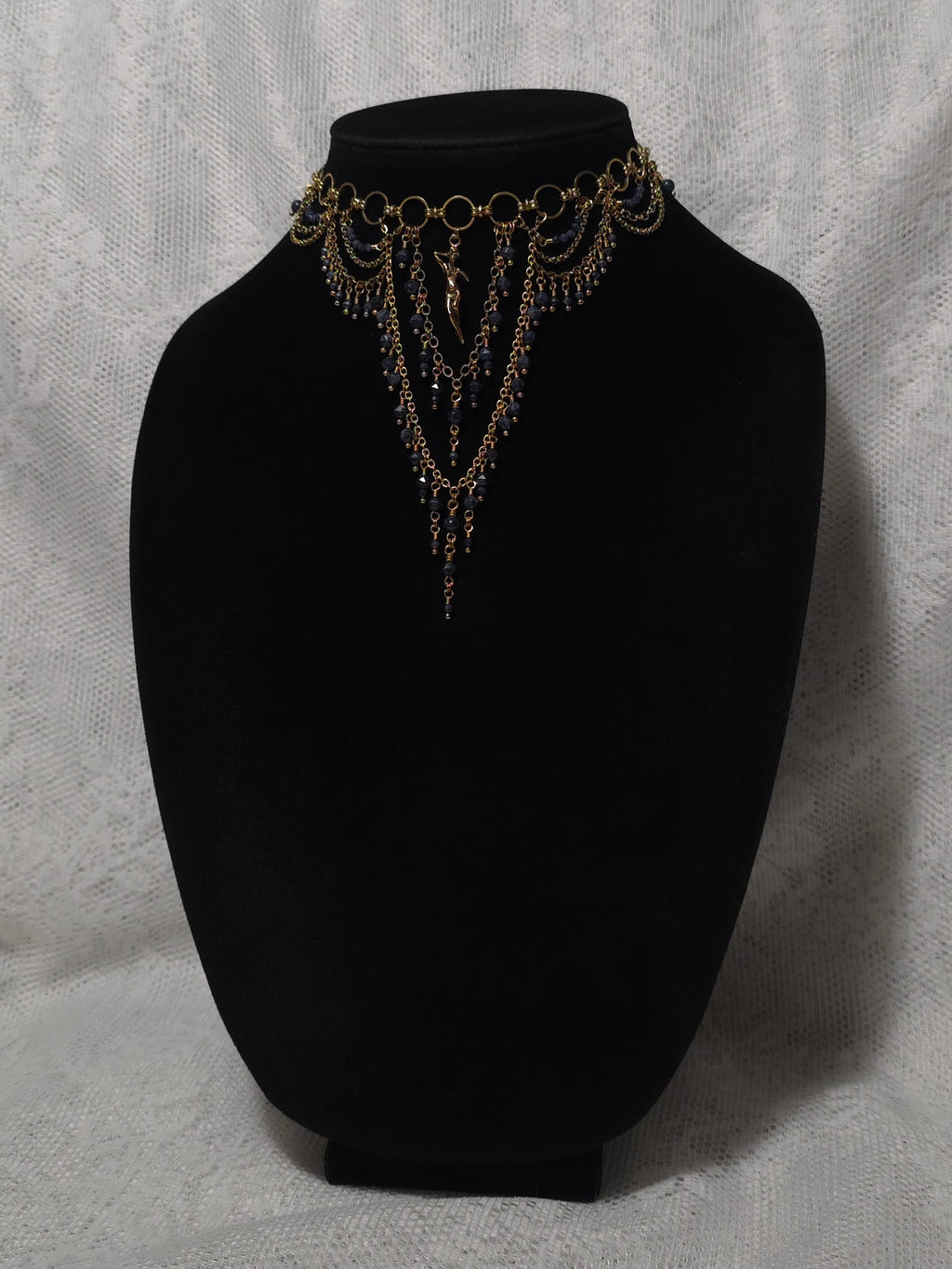CLANDESTINE | Gold & Sapphire Renaissance Inspired Statement Choker