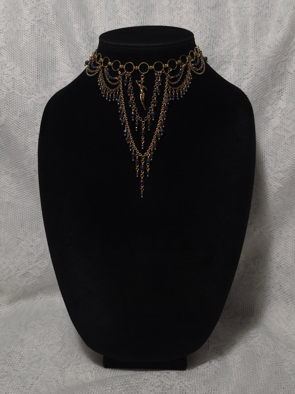 CLANDESTINE | Gold & Sapphire Renaissance Inspired Statement Choker