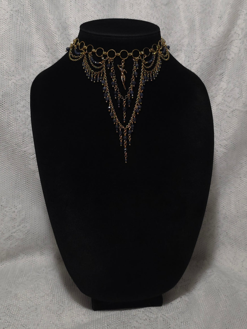 CLANDESTINE | Gold & Sapphire Renaissance Inspired Statement Choker