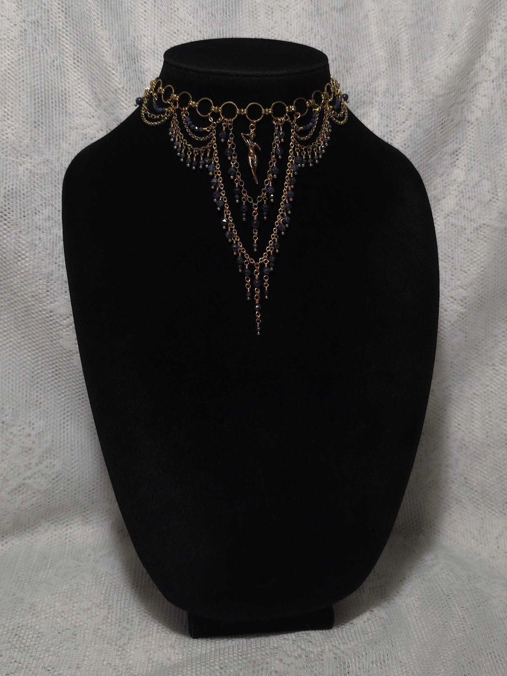 CLANDESTINE | Gold & Sapphire Renaissance Inspired Statement Choker