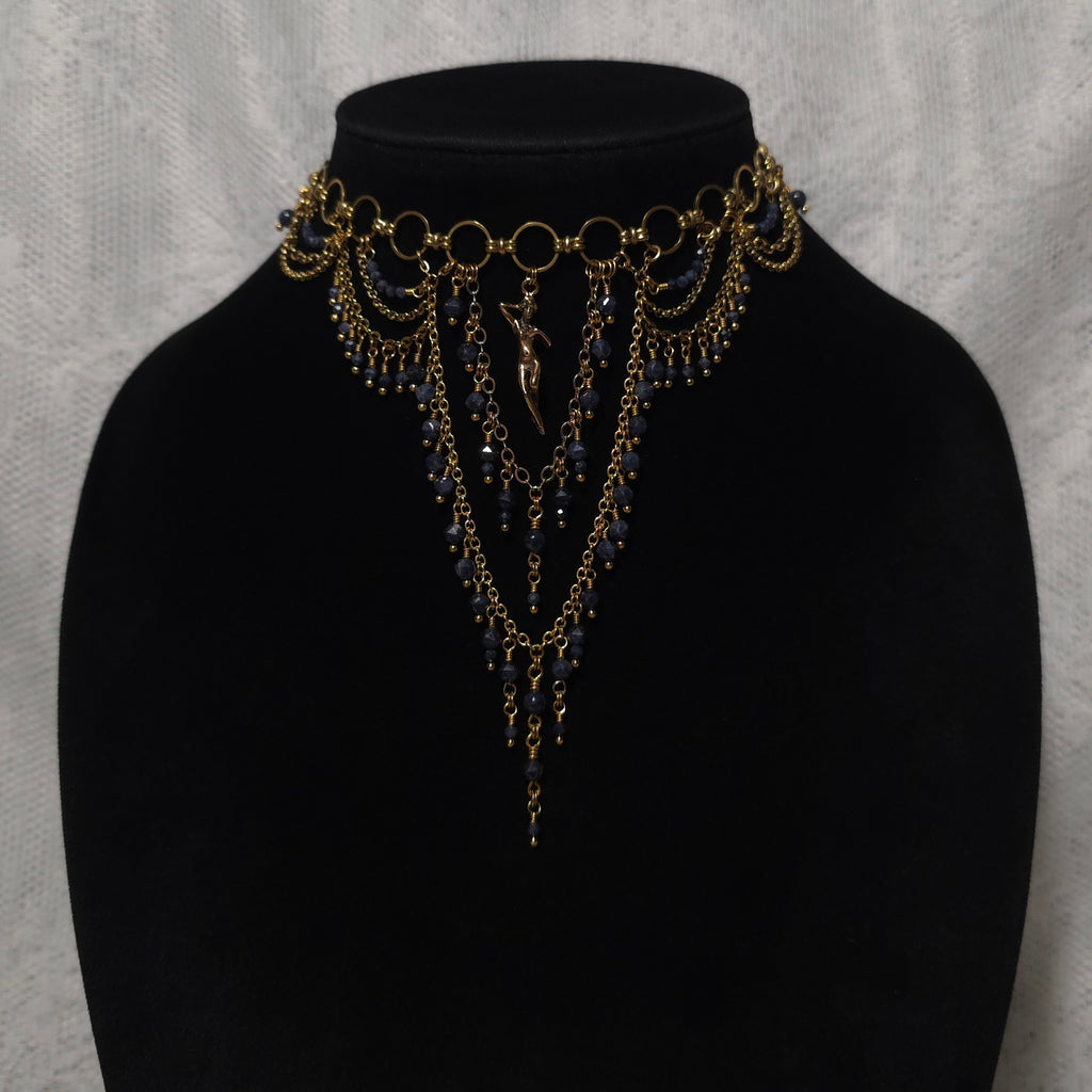 CLANDESTINE | Gold & Sapphire Renaissance Inspired Statement Choker