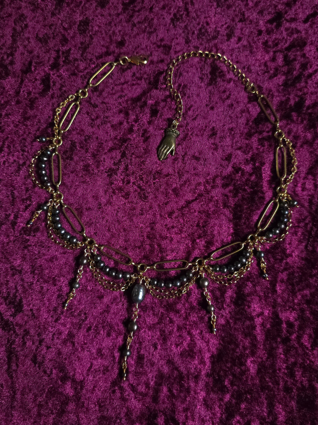 PORTENT | Gold & Black Pearl Renaissance Inspired Statement Choker