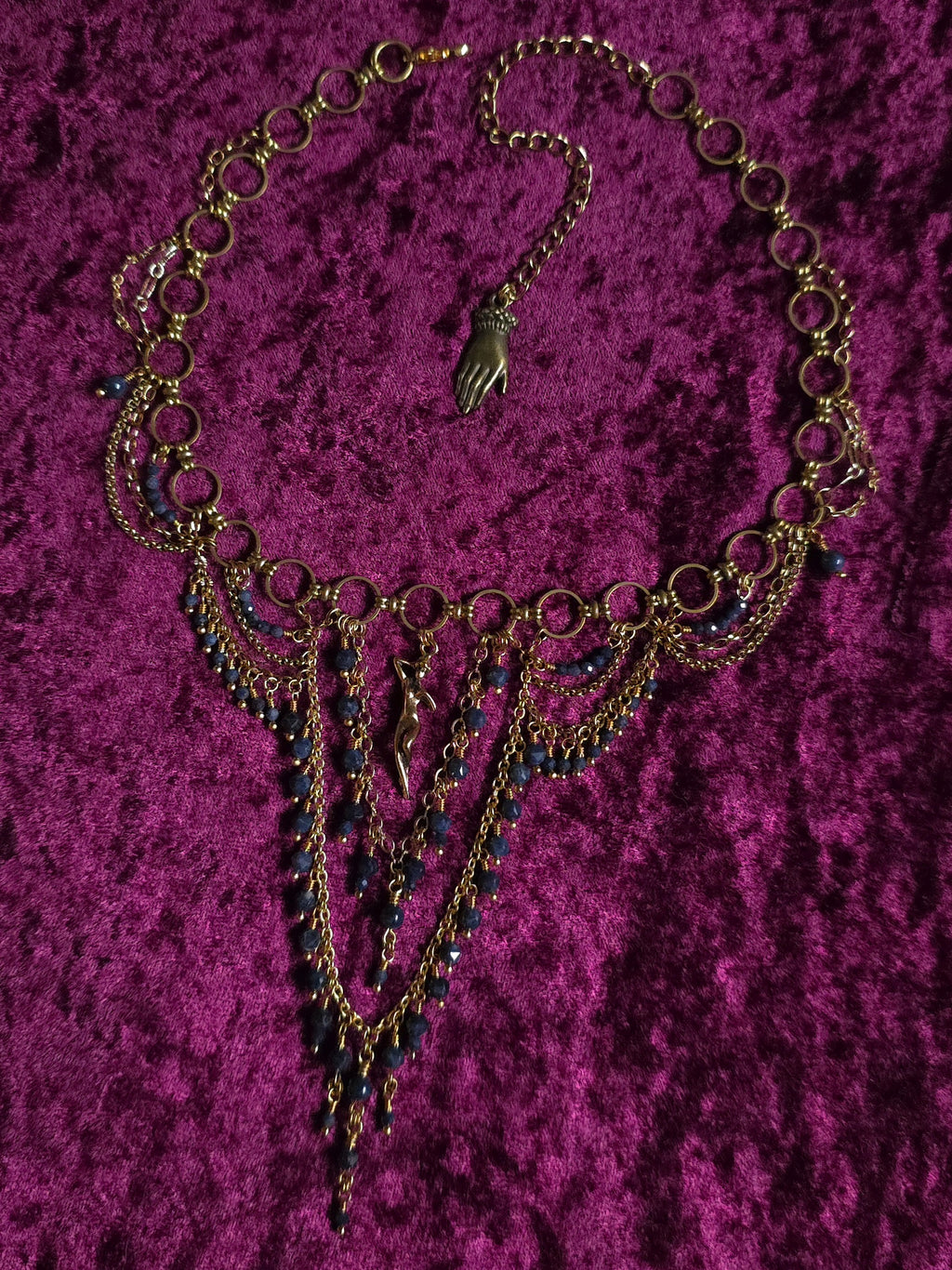 CLANDESTINE | Gold & Sapphire Renaissance Inspired Statement Choker