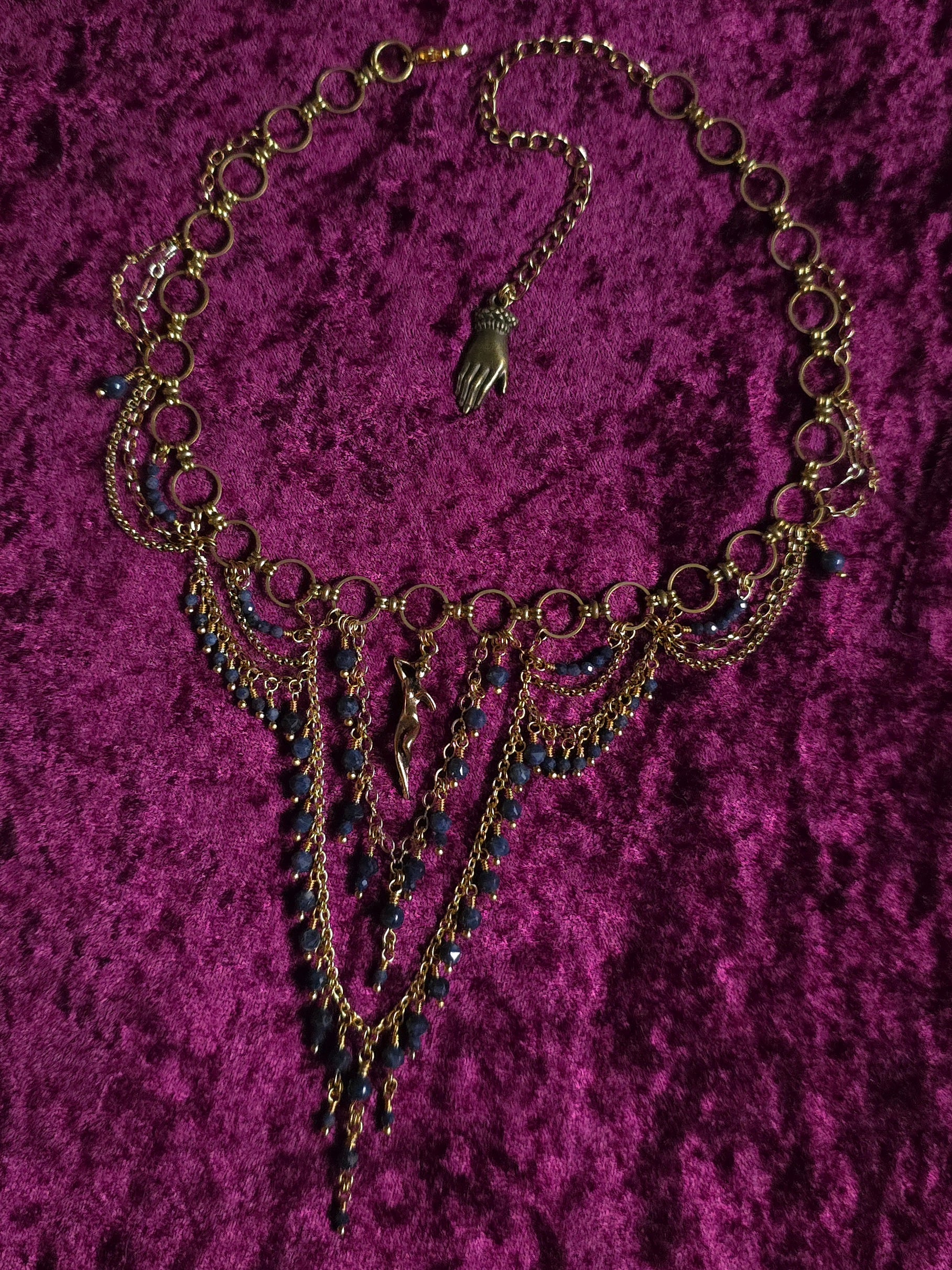 CLANDESTINE | Gold & Sapphire Renaissance Inspired Statement Choker