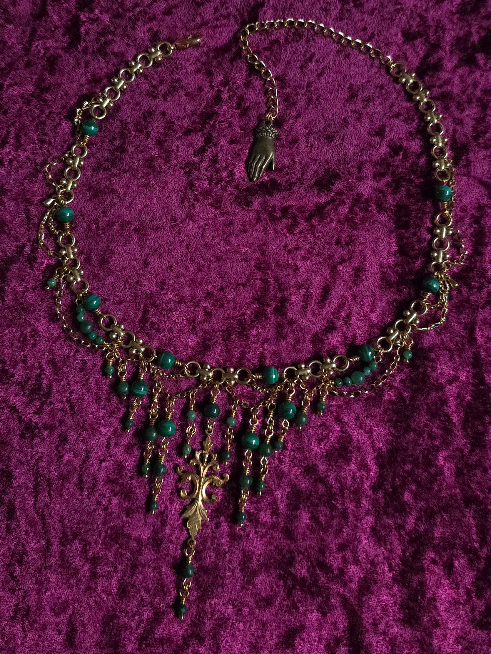 ARCANE | Gold & Malachite Renaissance Inspired Statement Choker