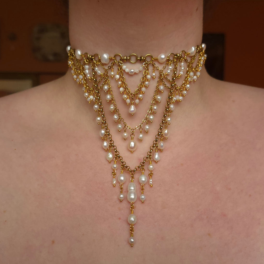 DIANA & ACTAEON | Gold & Pearl Louvre Inspired Statement Choker