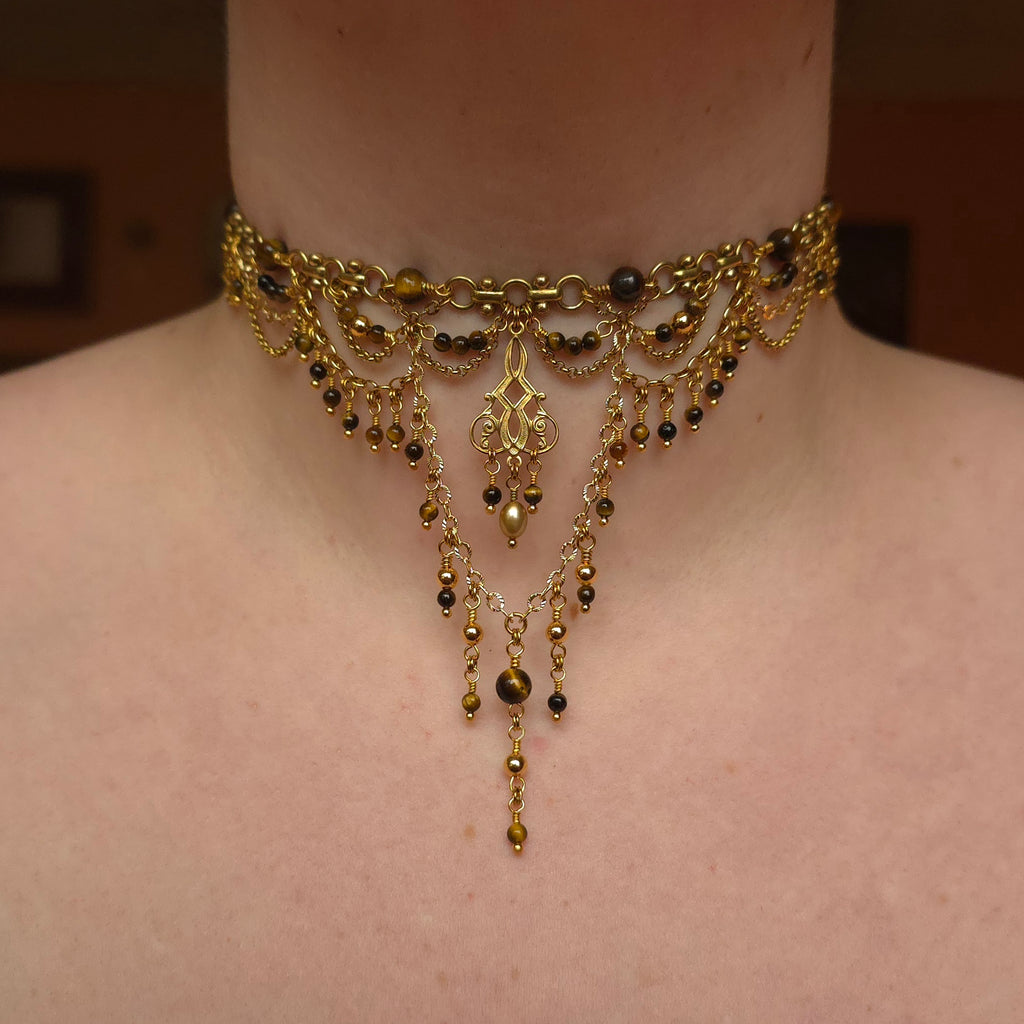 SACRIFICE | Gold & Tiger's Eye Louvre Inspired Statement Choker