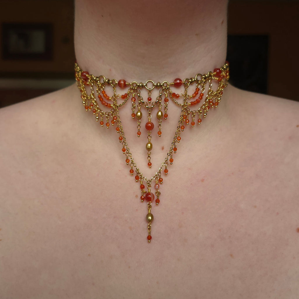 OMPHALE | Gold & Carnelian Louvre Inspired Statement Choker